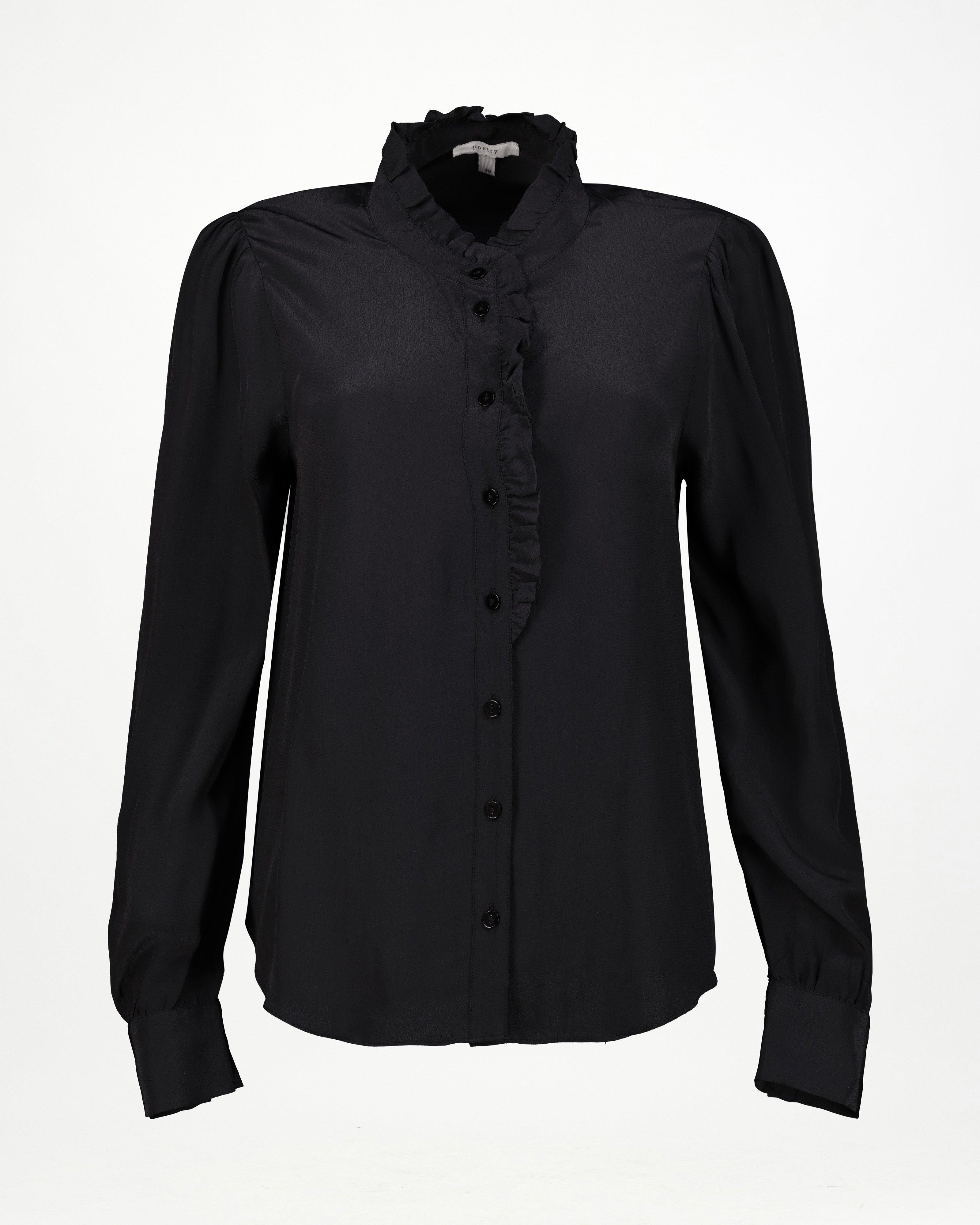 Brianna Feminine Blouse -  Black