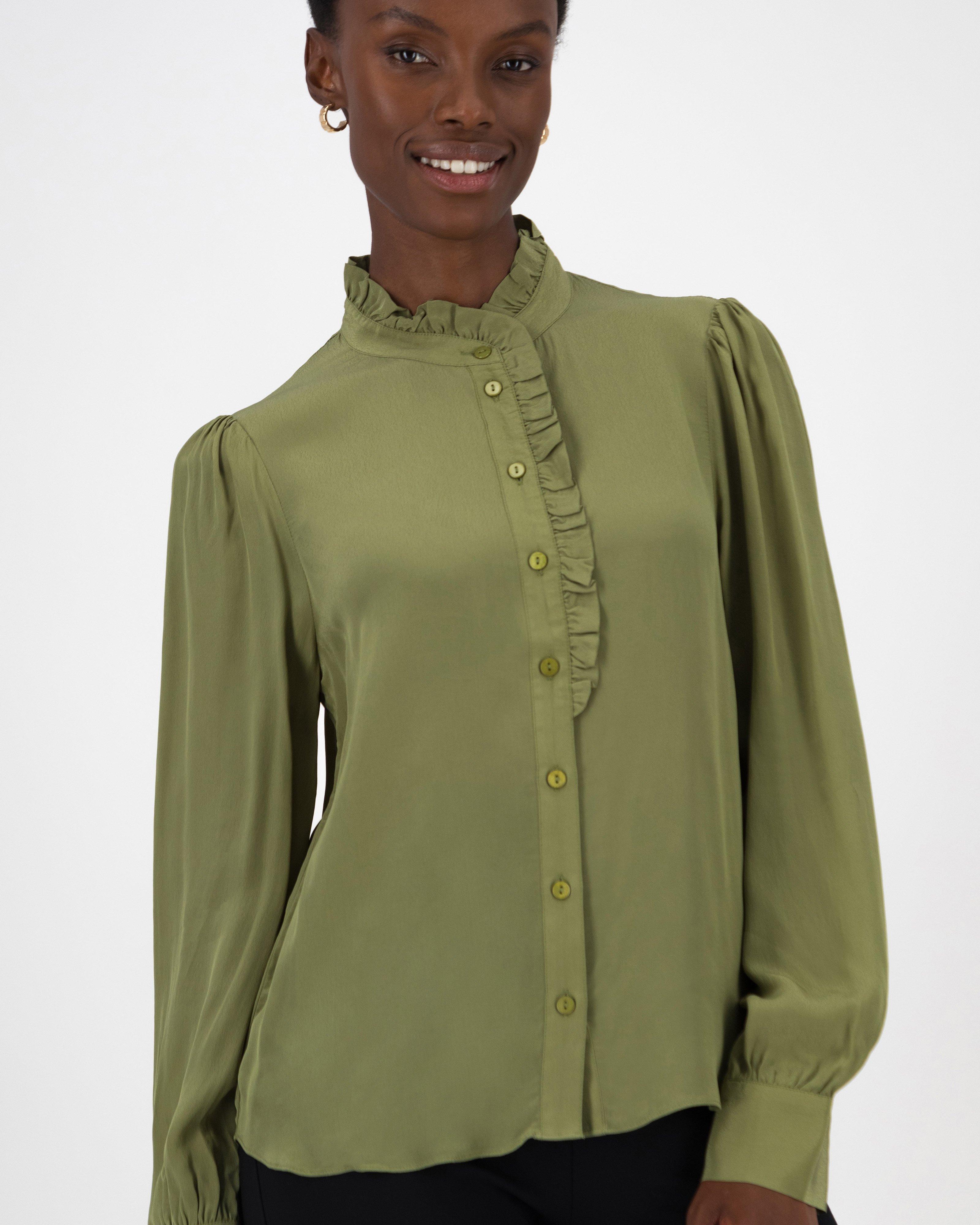 Brianna Feminine Blouse -  Olive