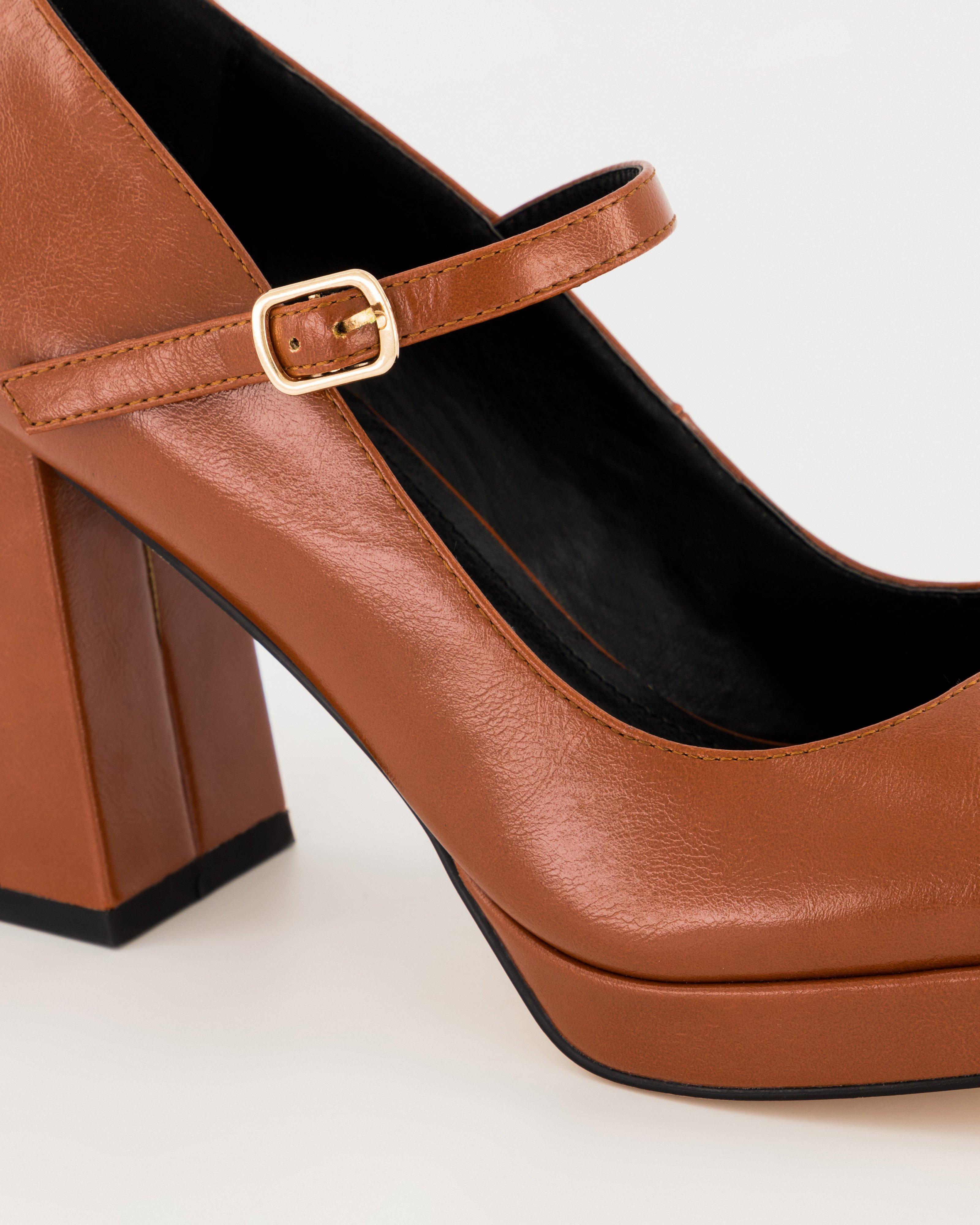 Zoe Platform Mary Jane Heel -  Brown