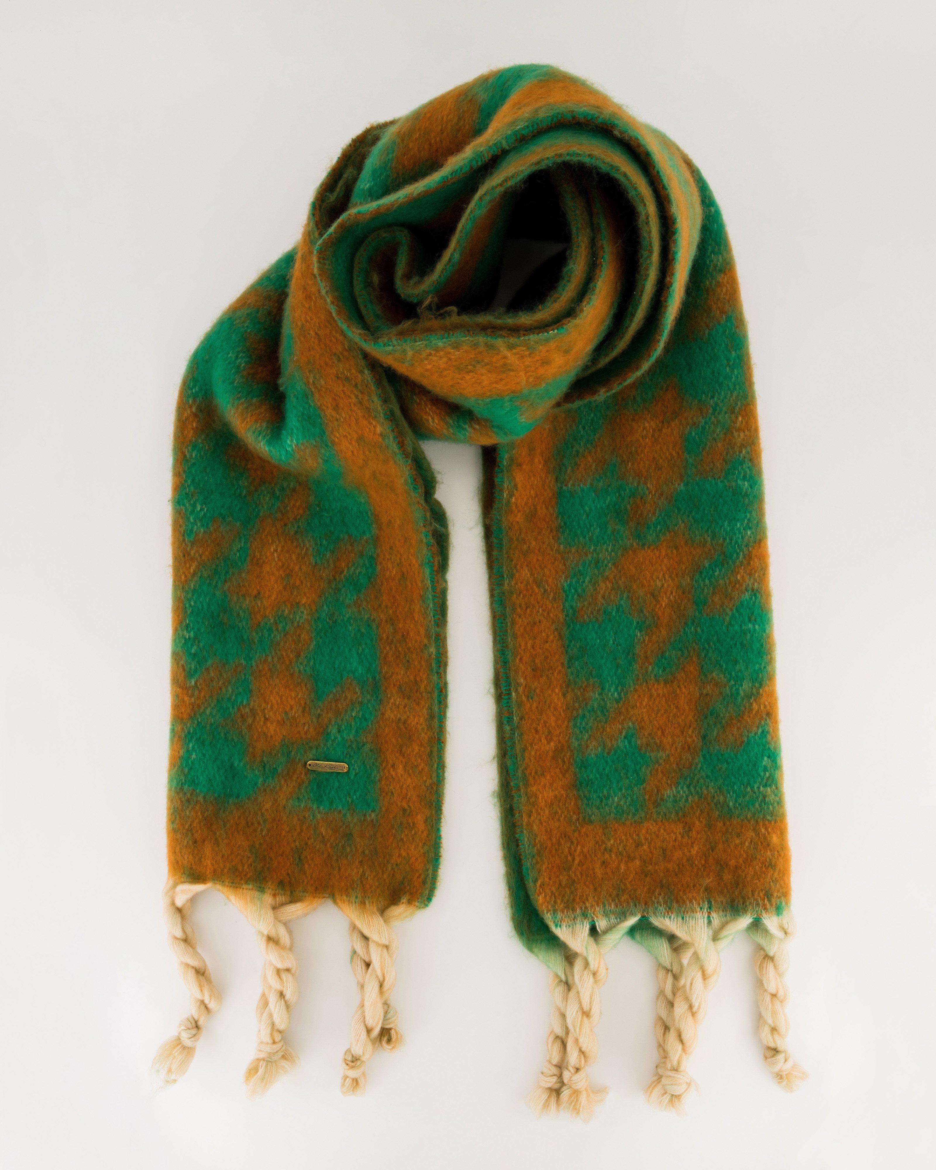 Women’s Khari Houndstooth Knitted Scarf -  Green