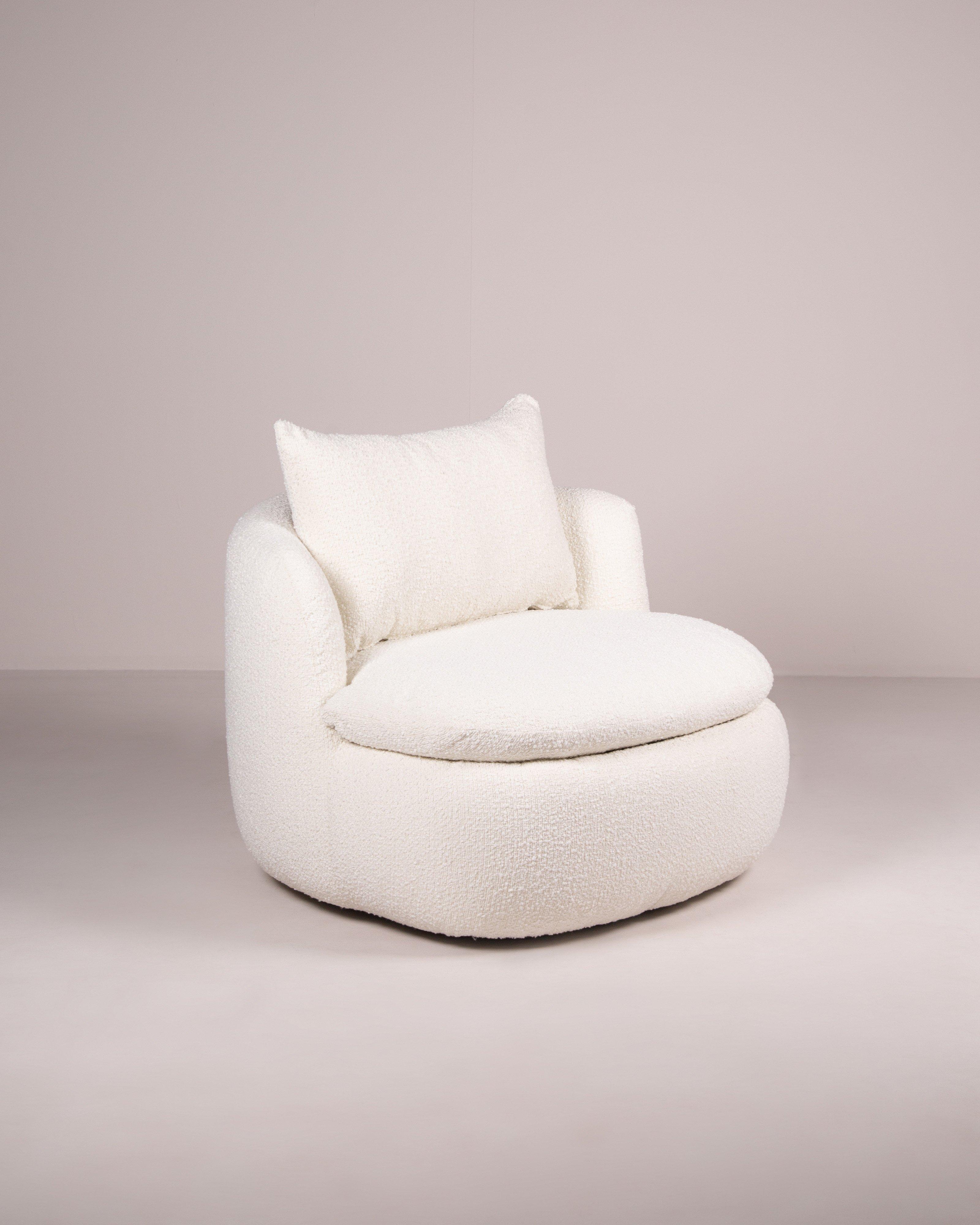 Olive Swivel Armchair -  Milk