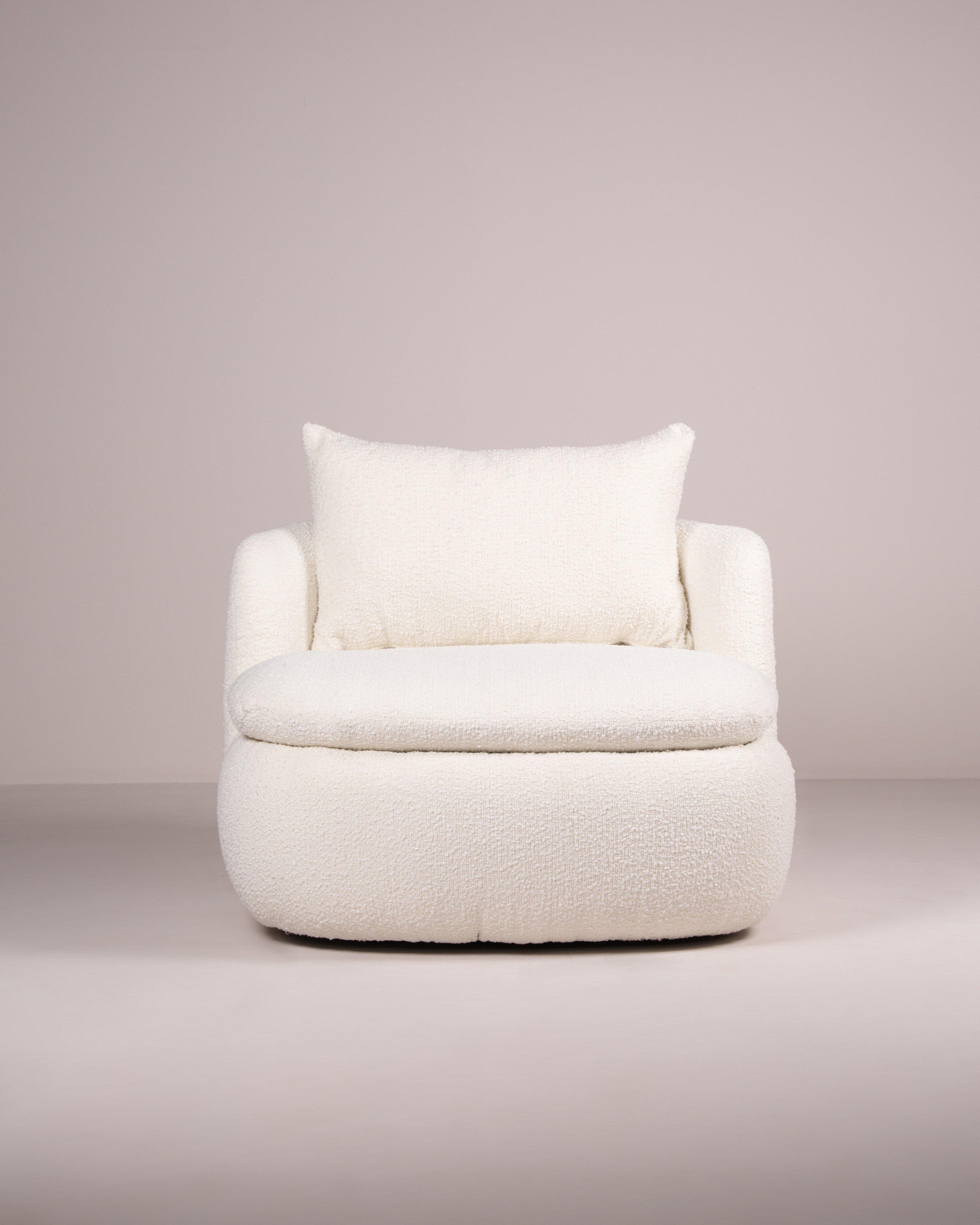 Olive Swivel Armchair -  Milk