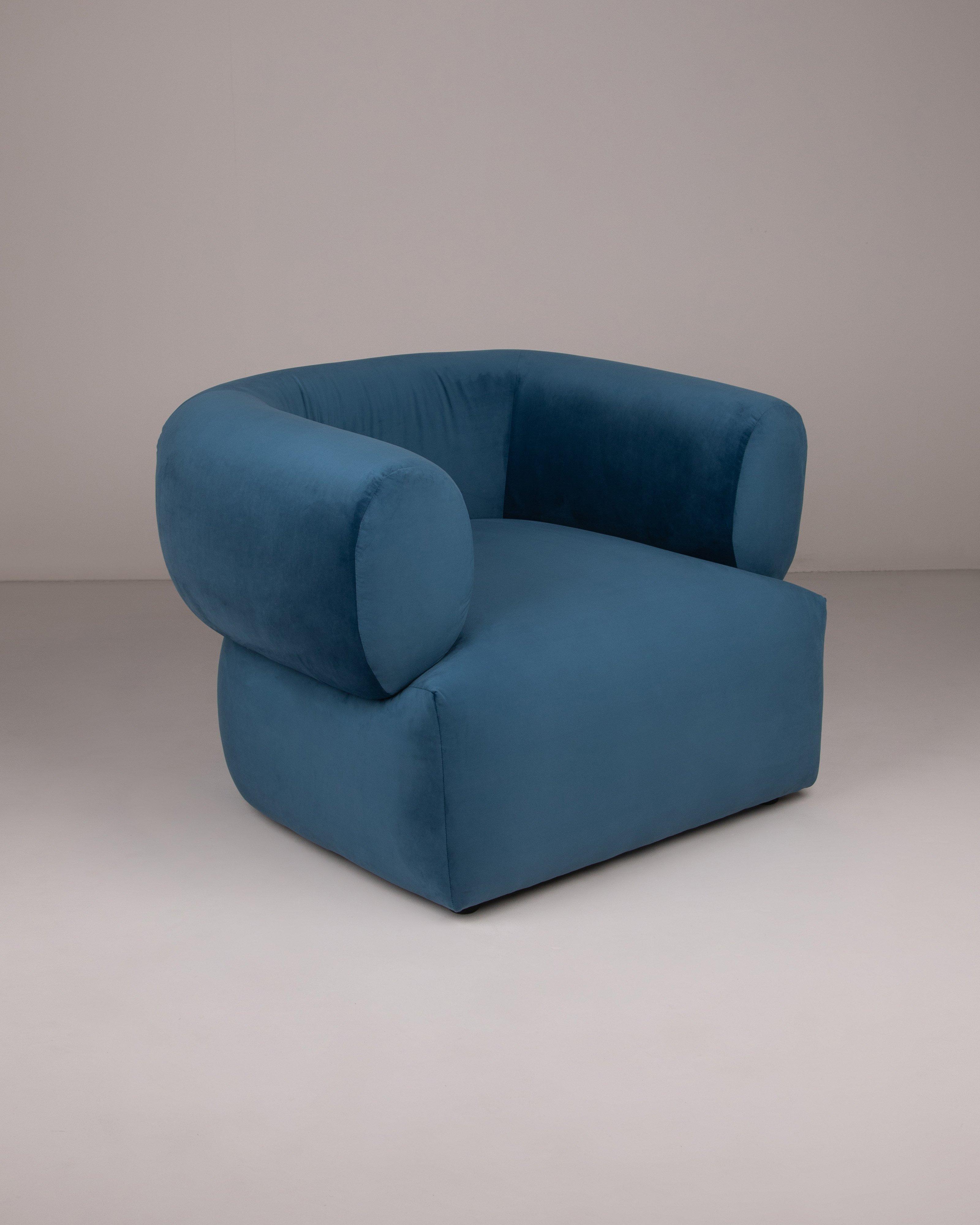 Gus Velvet Armchair -  Blue