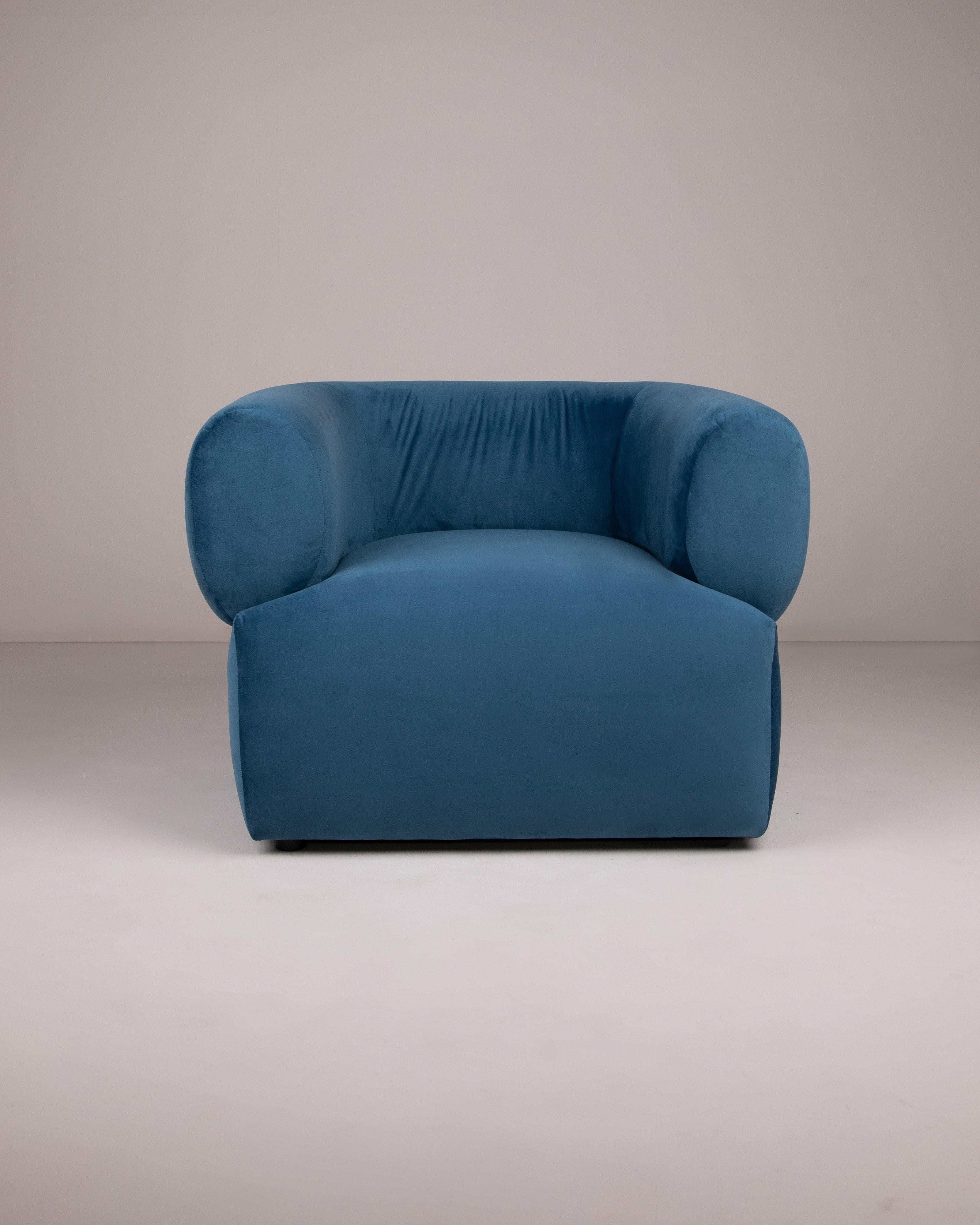 Gus Velvet Armchair -  Blue