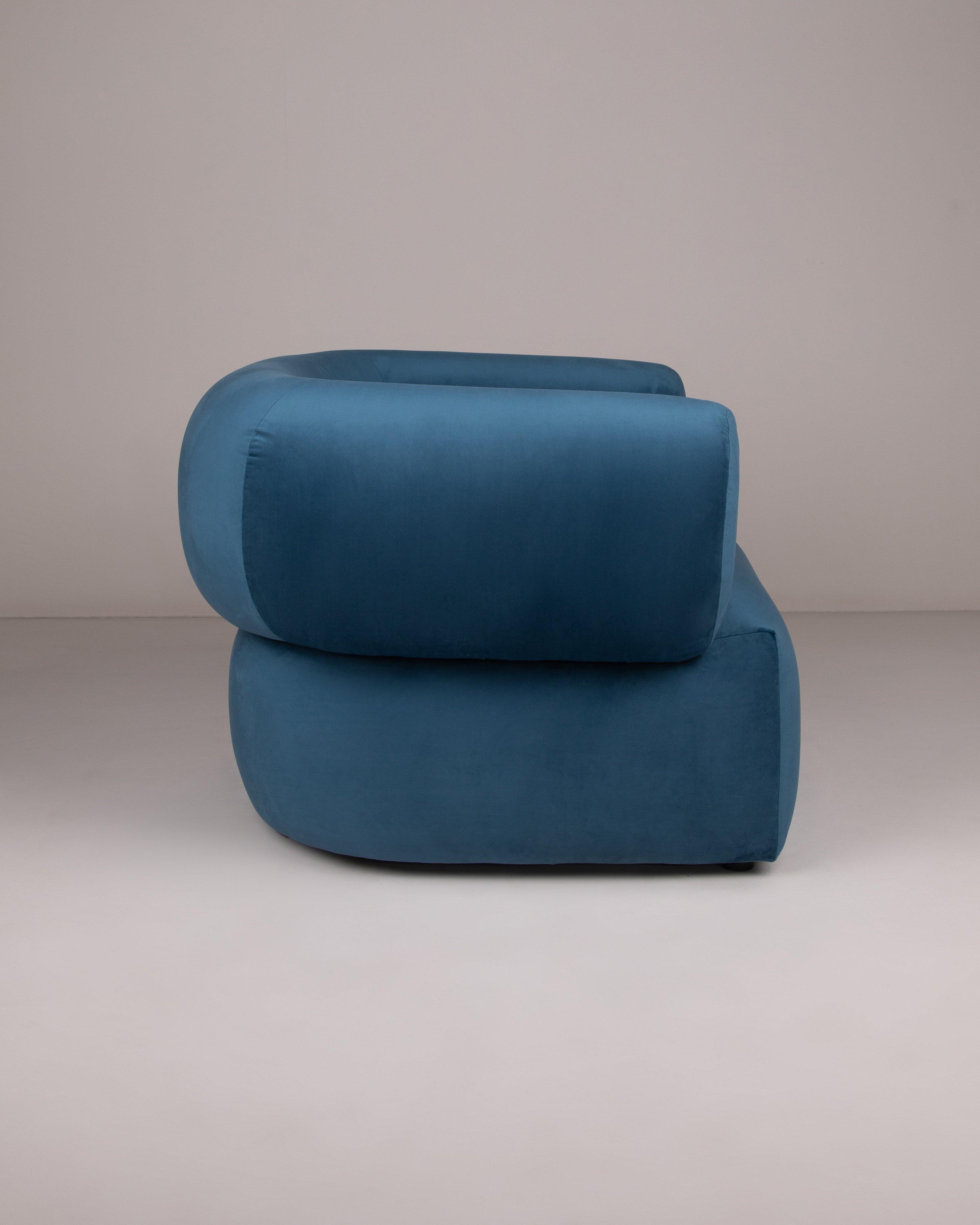 Gus Velvet Armchair -  Blue