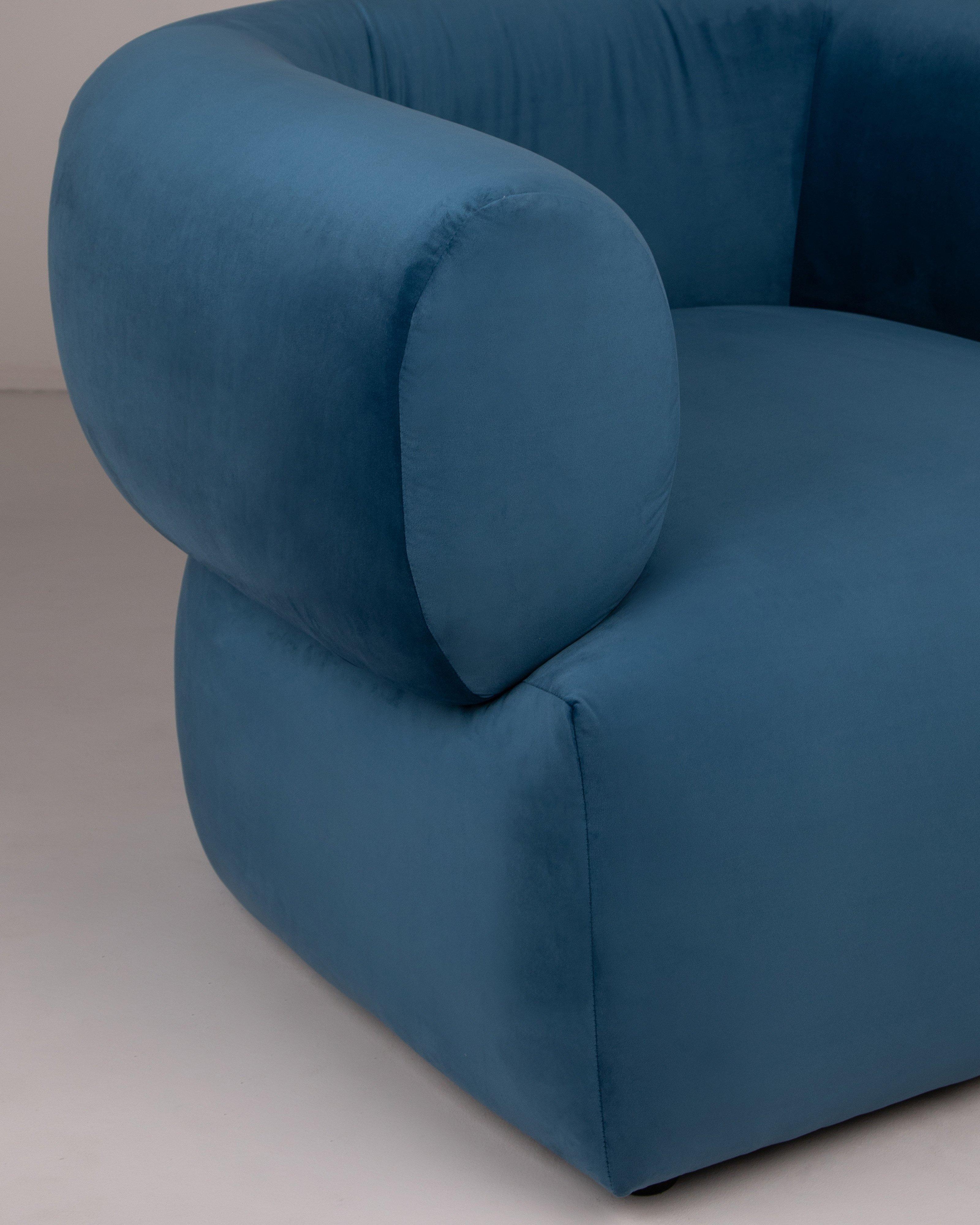 Gus Velvet Armchair -  Blue