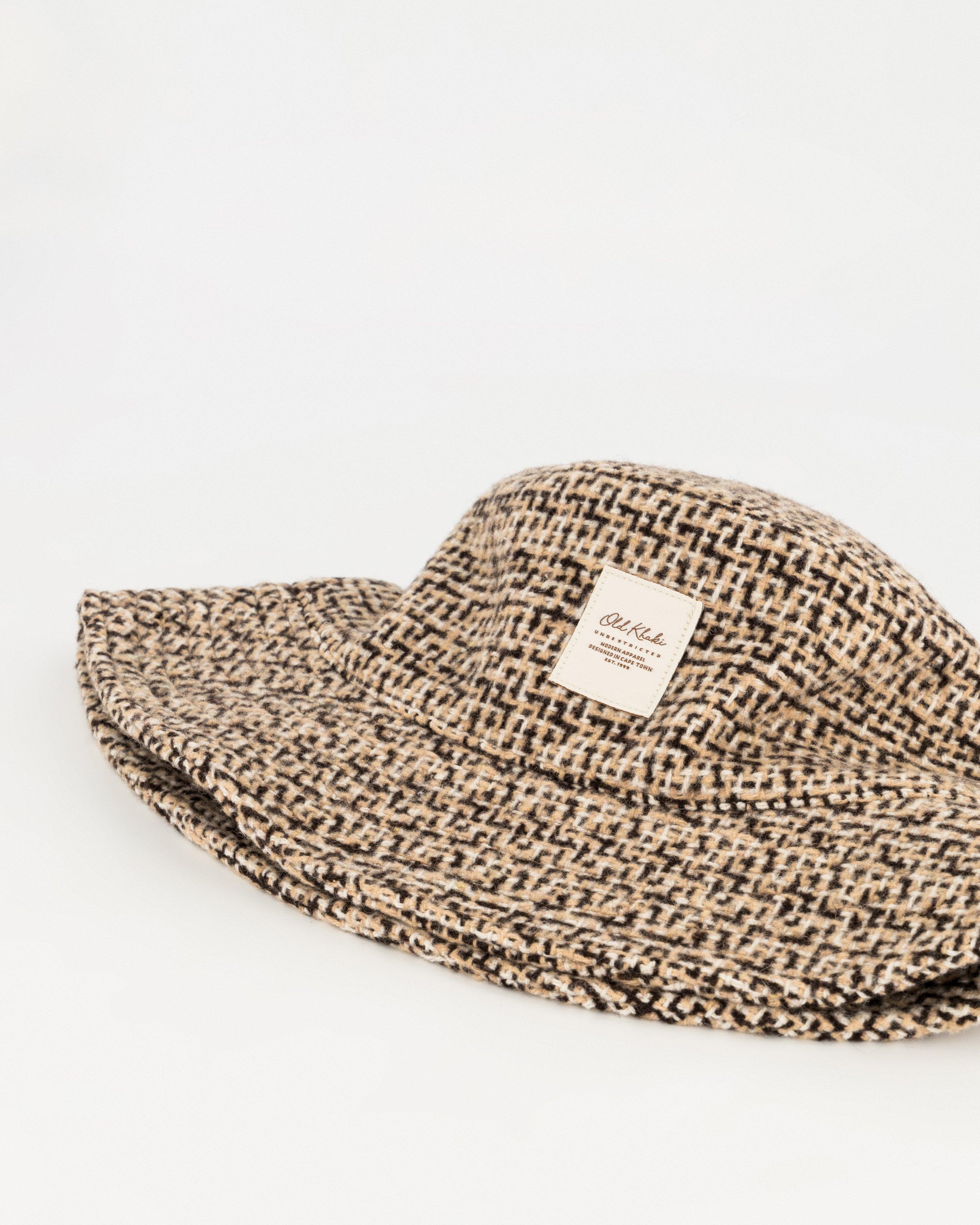 Women's Kacey Herringbone Tweed Bucket Hat -  Brown