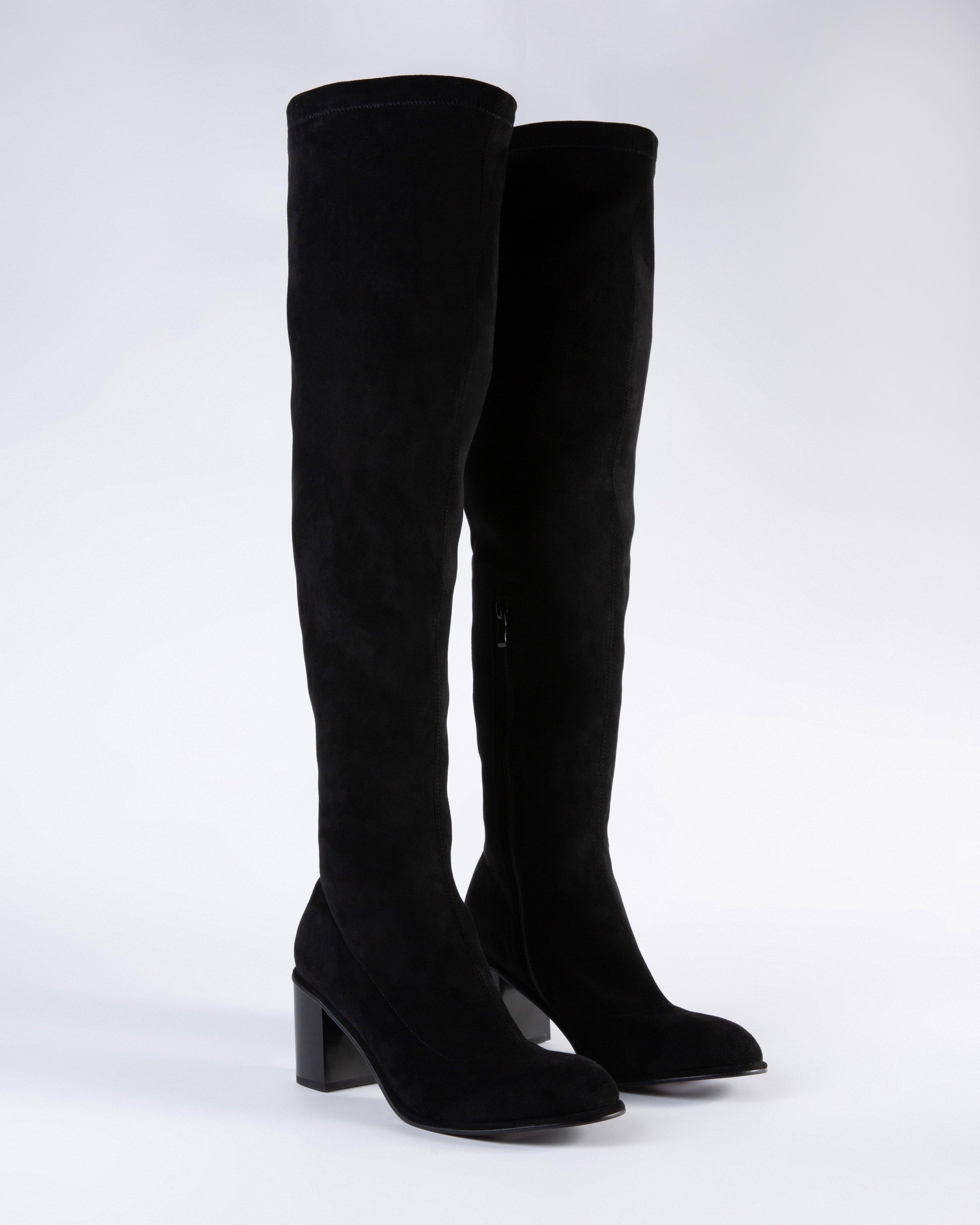 Brynn Micro Suede Thigh High Boot -  Black