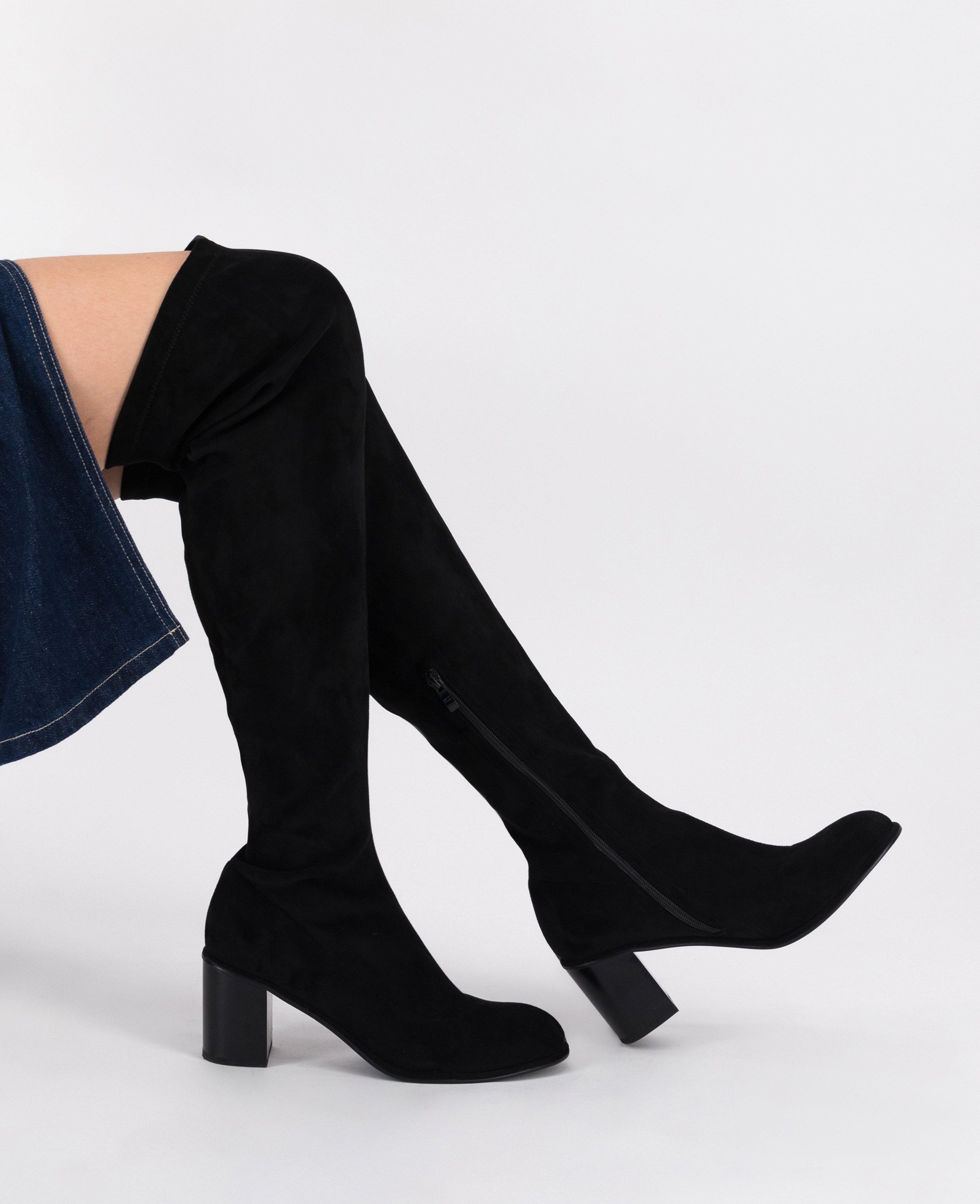 Brynn Micro Suede Thigh High Boot -  Black