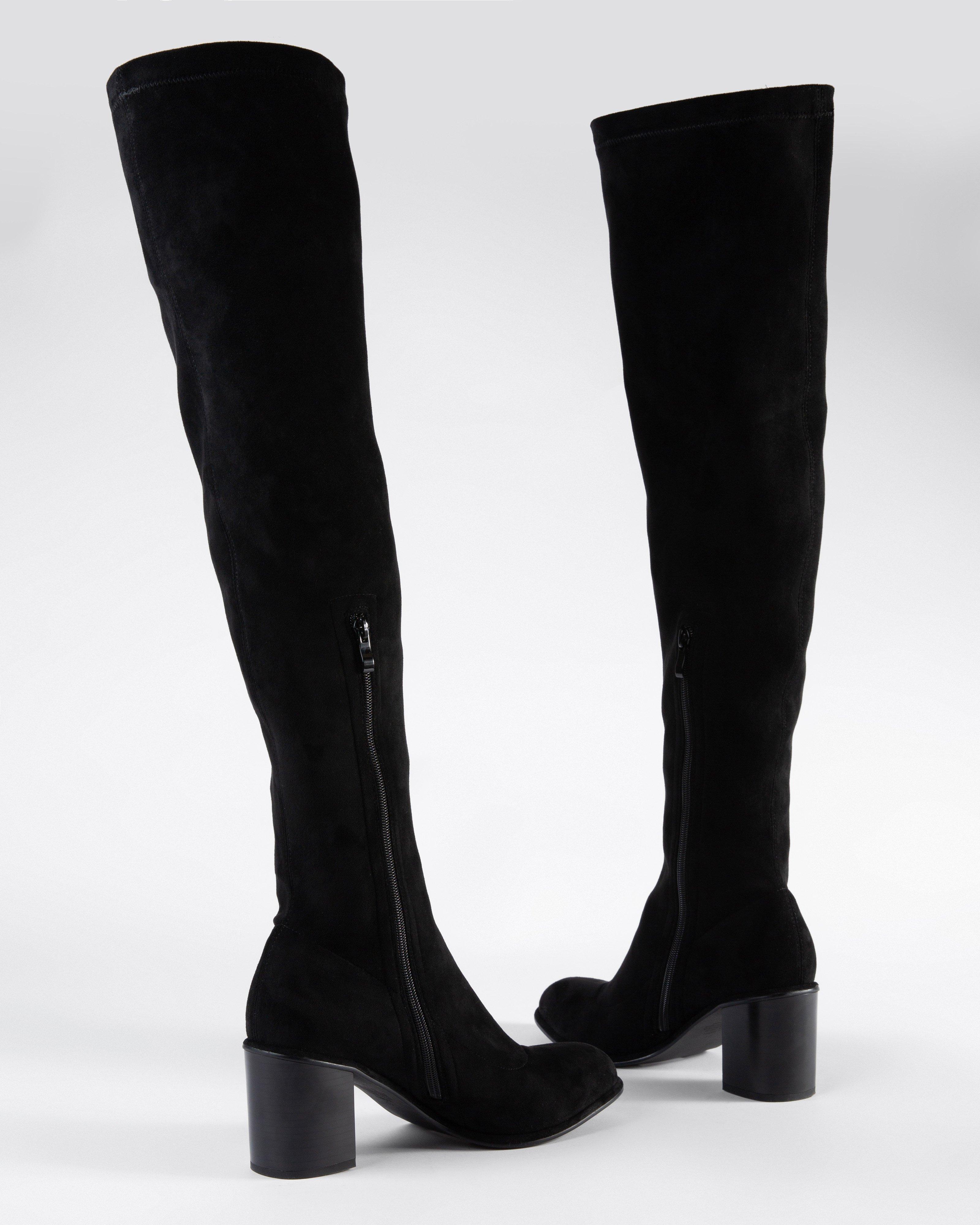 Brynn Micro Suede Thigh High Boot -  Black