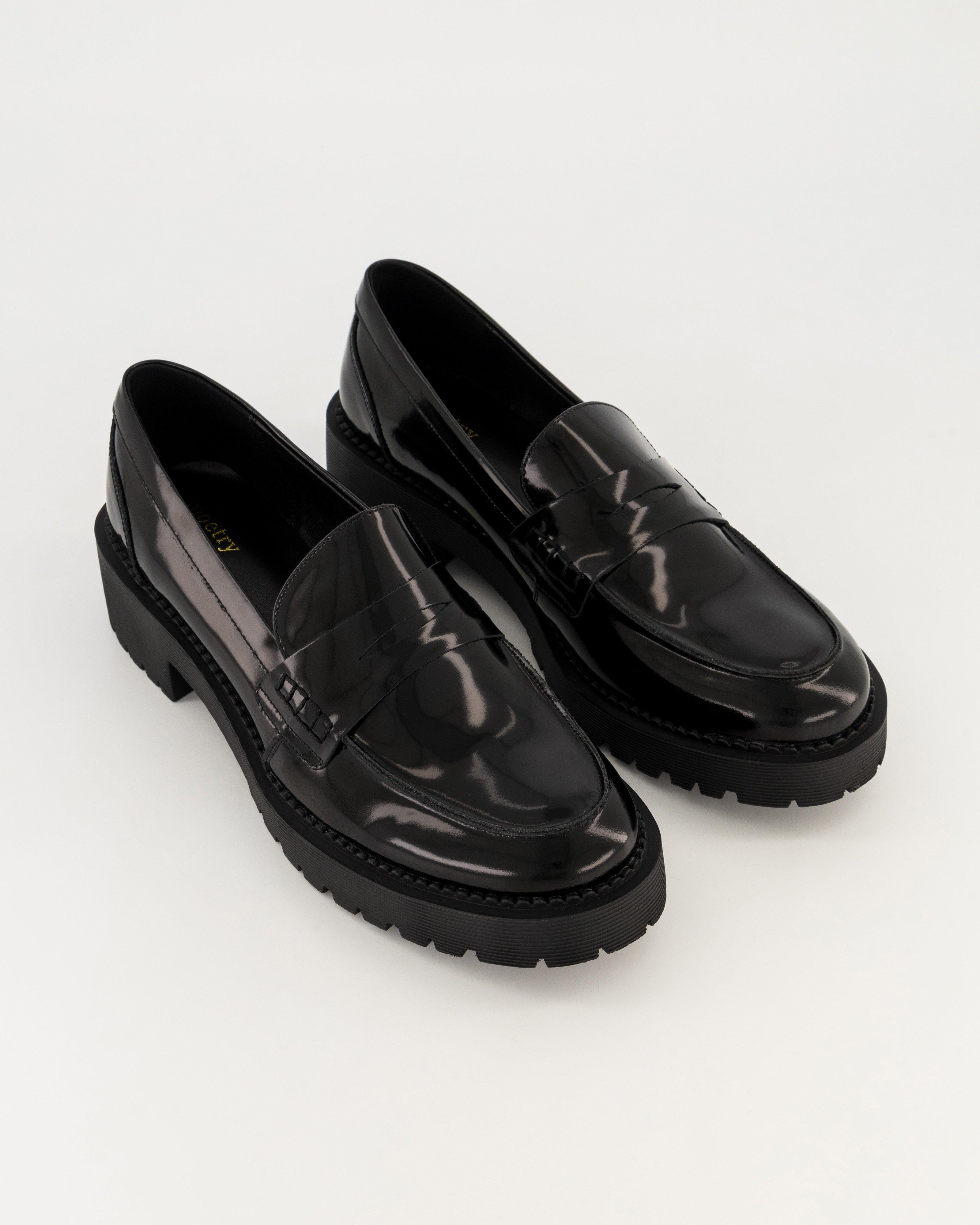 Martina Chunky Leather Loafer -  Black