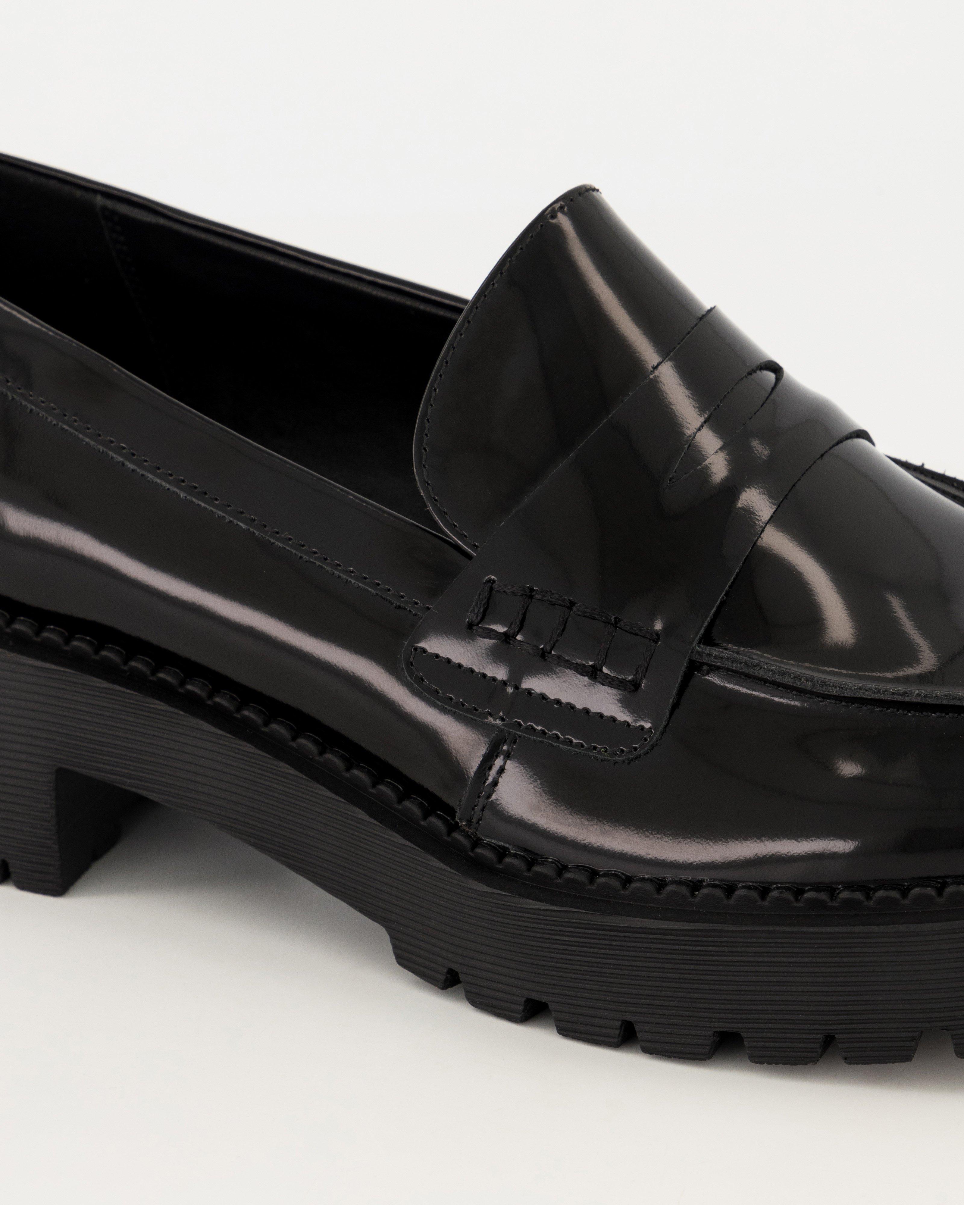 Martina Chunky Leather Loafer -  Black