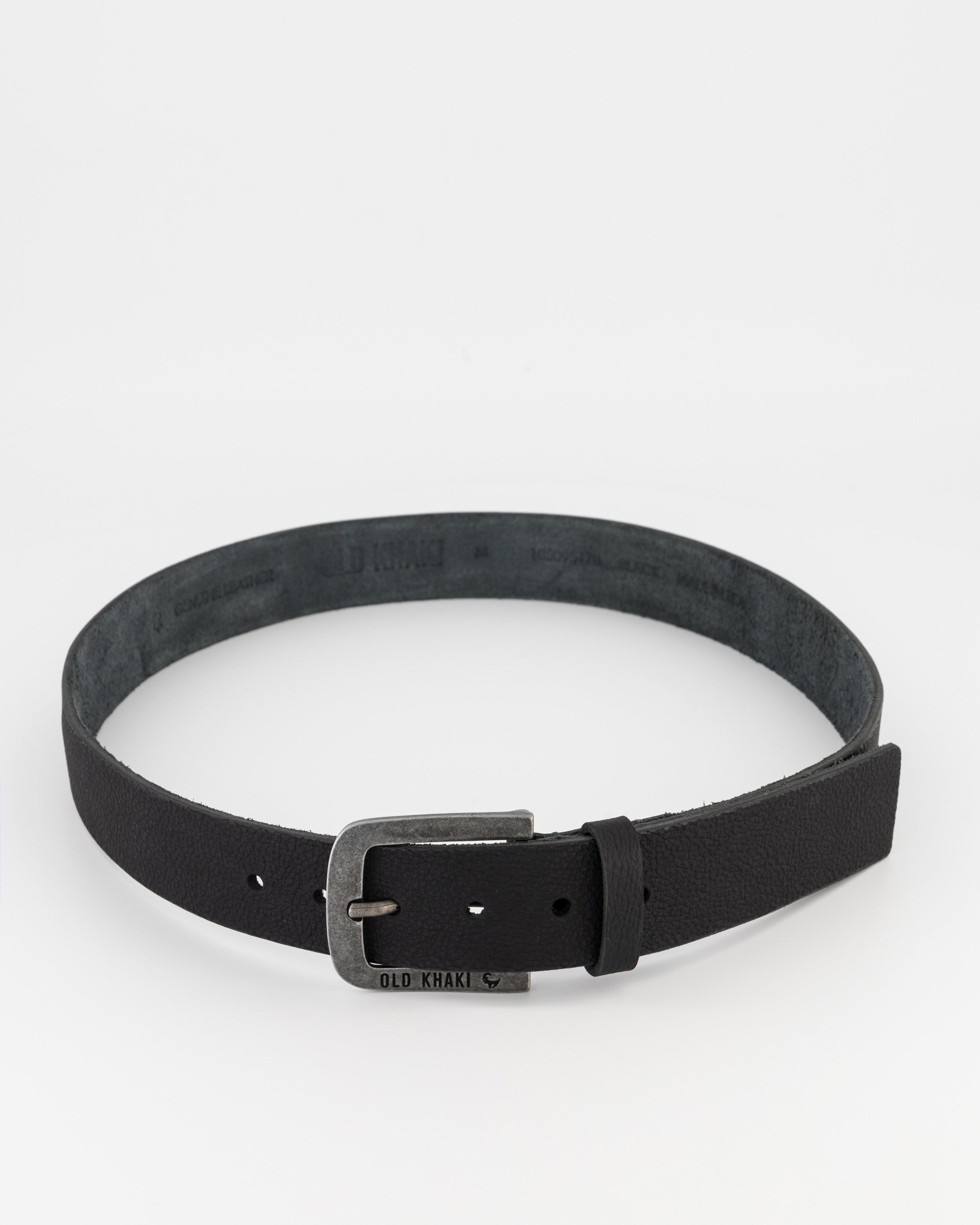 Men’s Bennett Branded Leather Belt -  Black
