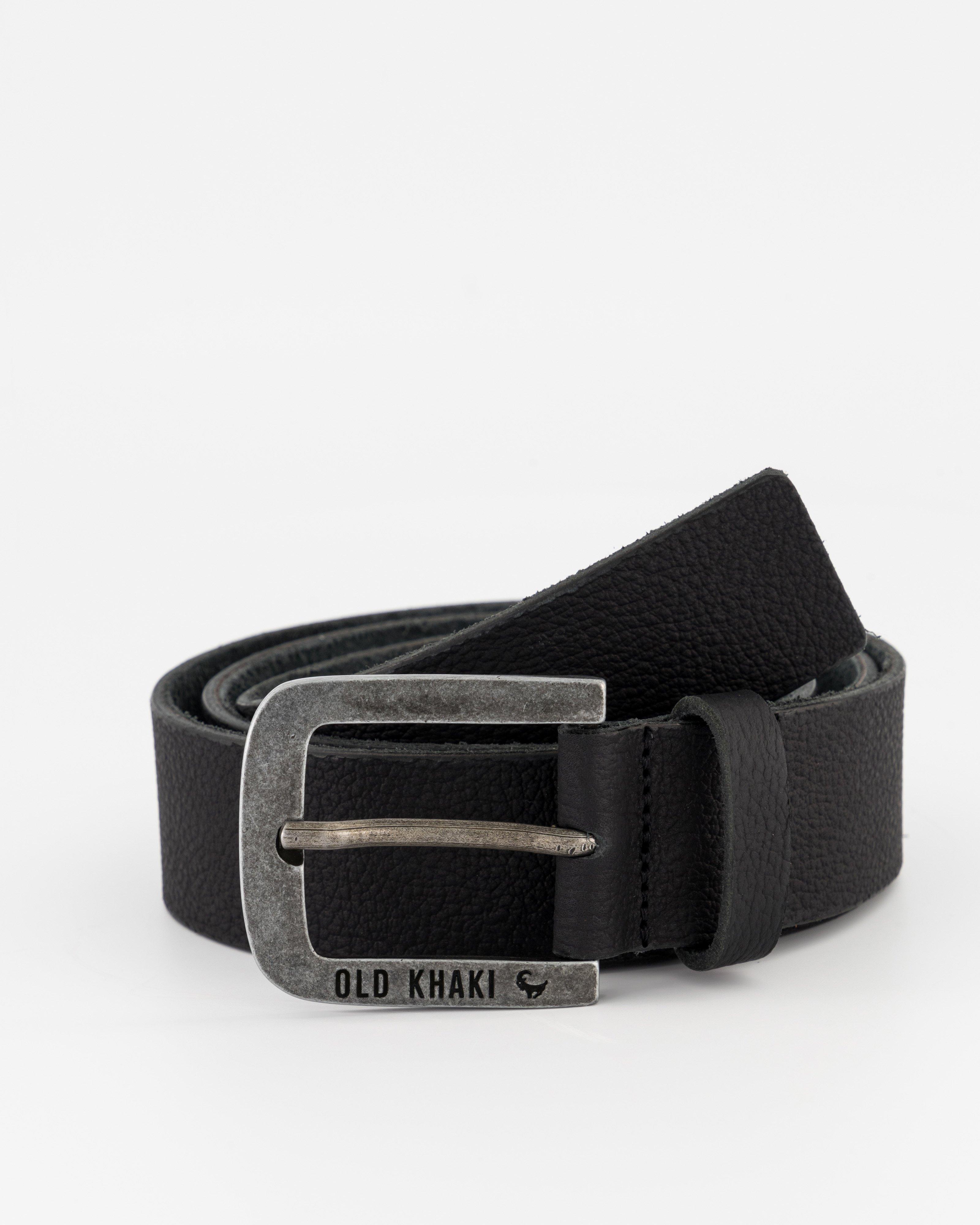 Men’s Bennett Branded Leather Belt -  Black