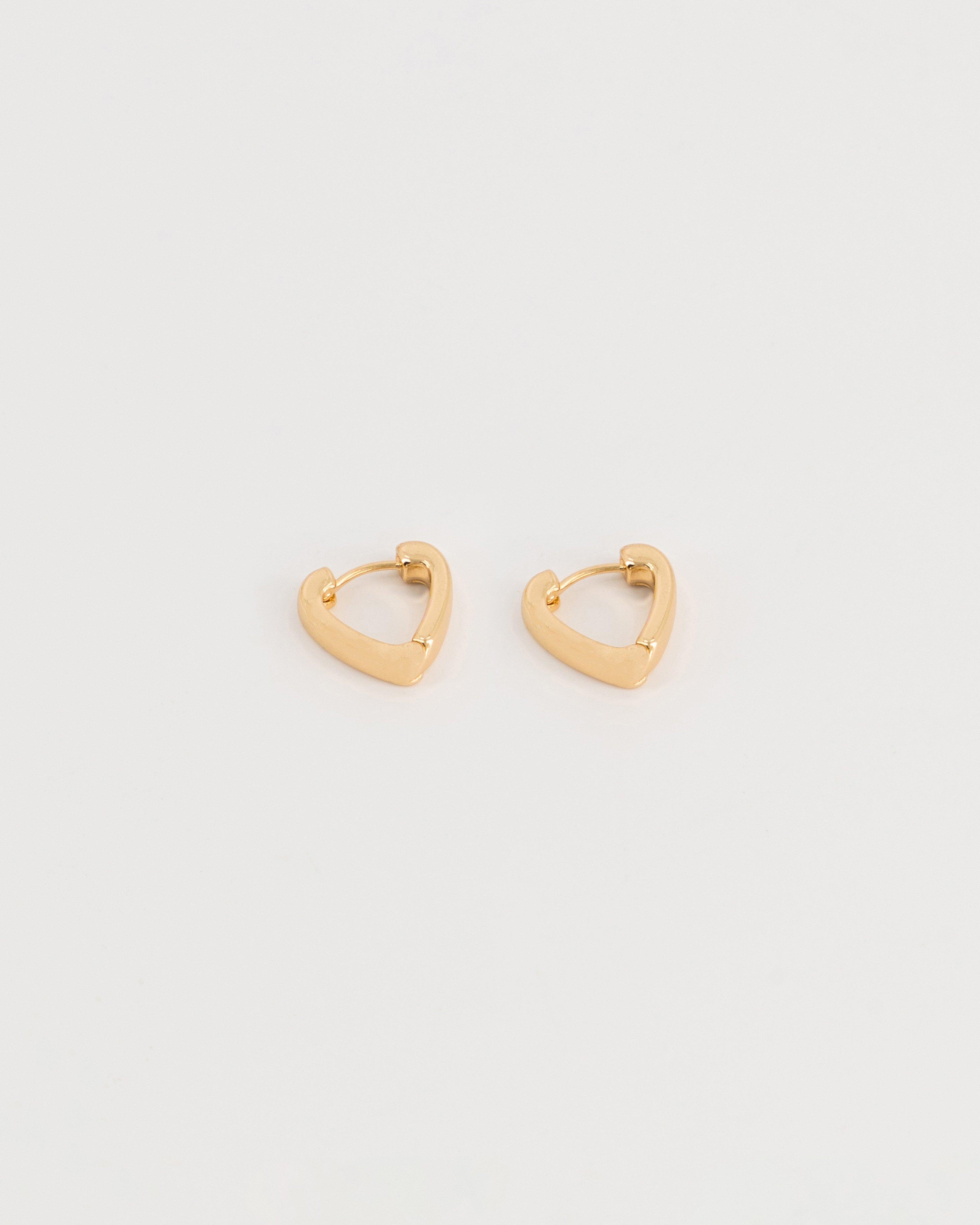 Heart Shape Huggie Earrings -  Gold