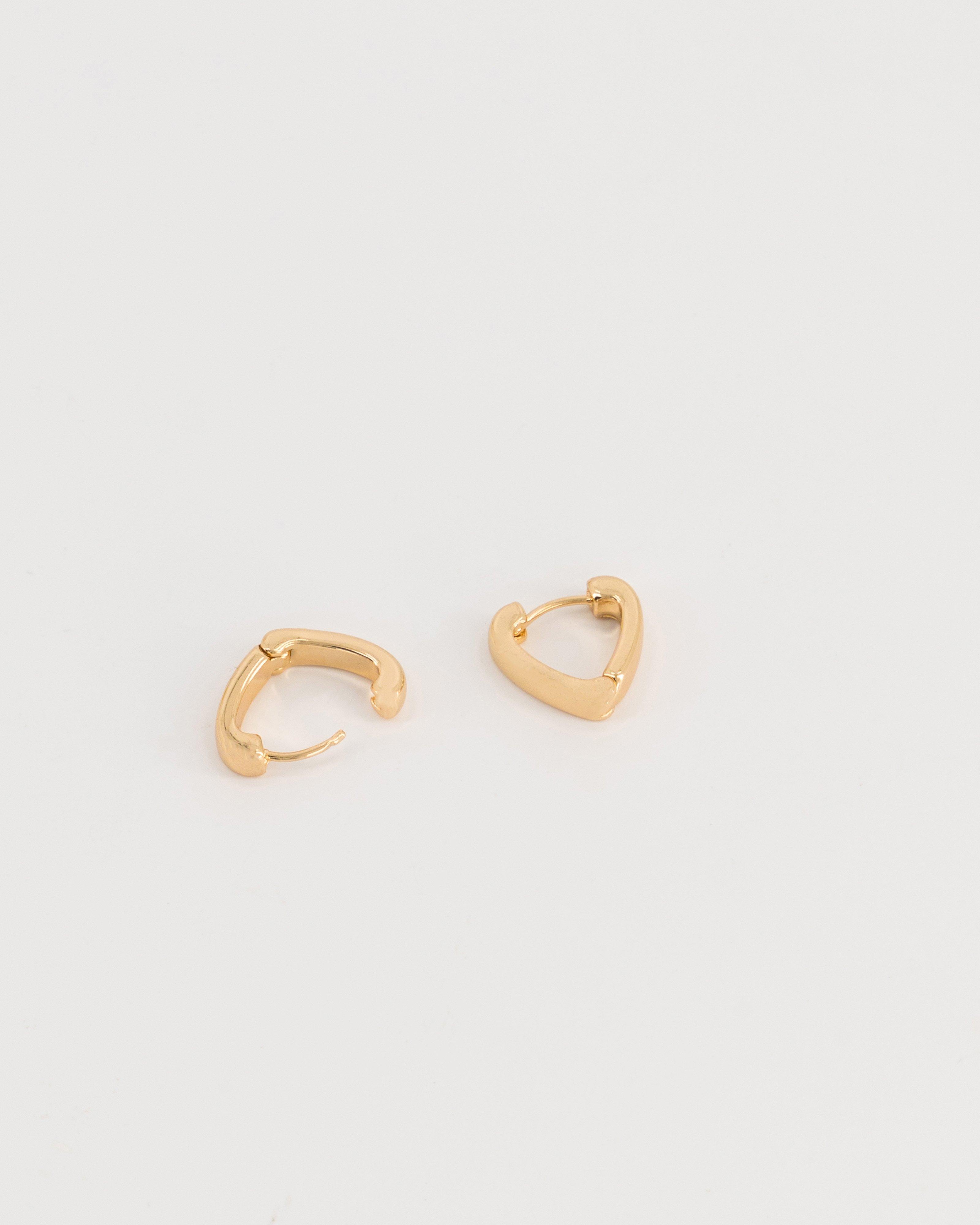 Heart Shape Huggie Earrings -  Gold