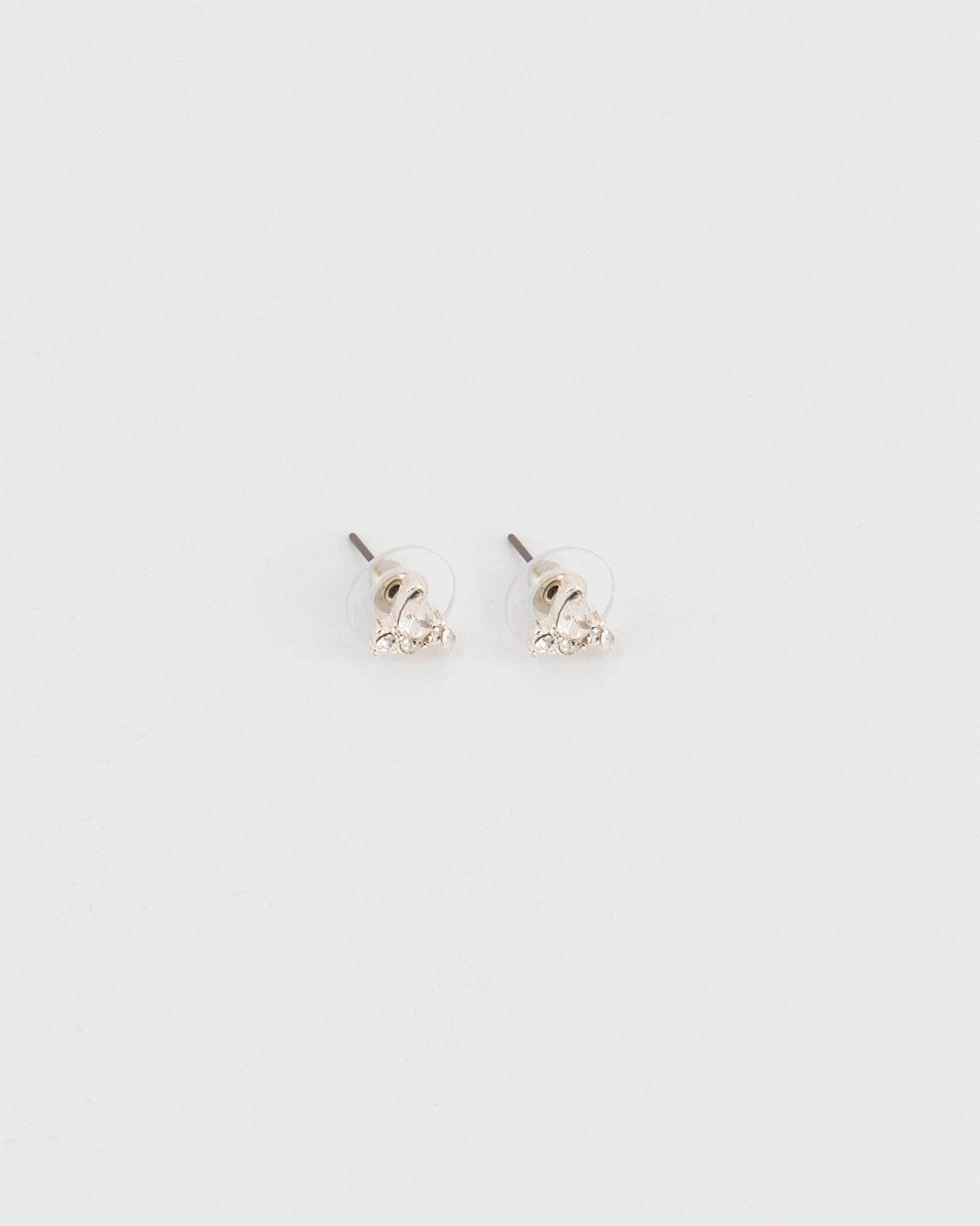 Diamante Four Stone Stud Earrings -  Silver