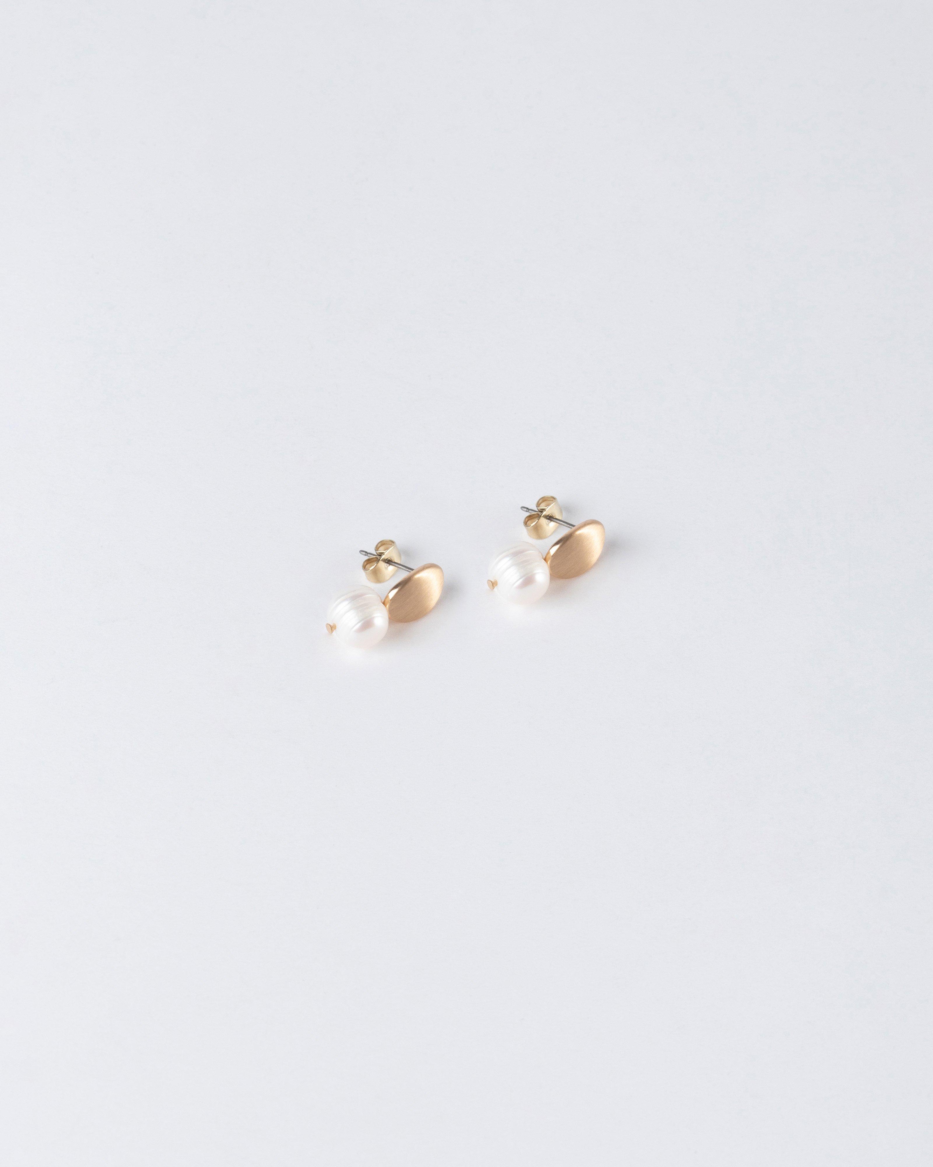 Gold Pearl Oval Drop Earrings  -  Milk