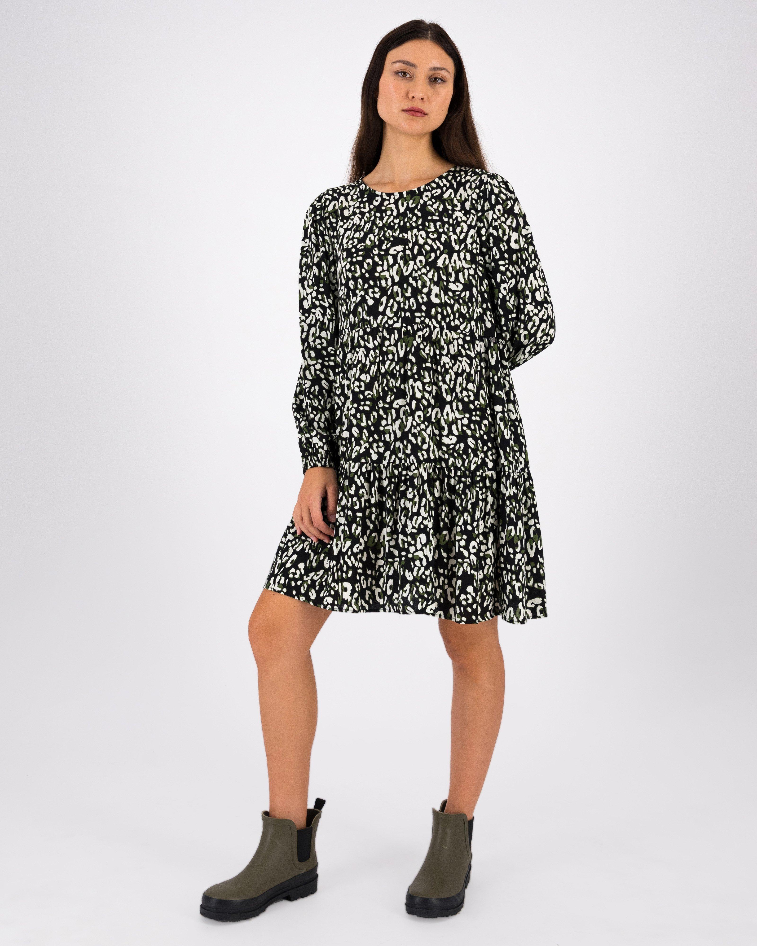 Women’s Phoenix Animal Print Tunic Dress -  Black