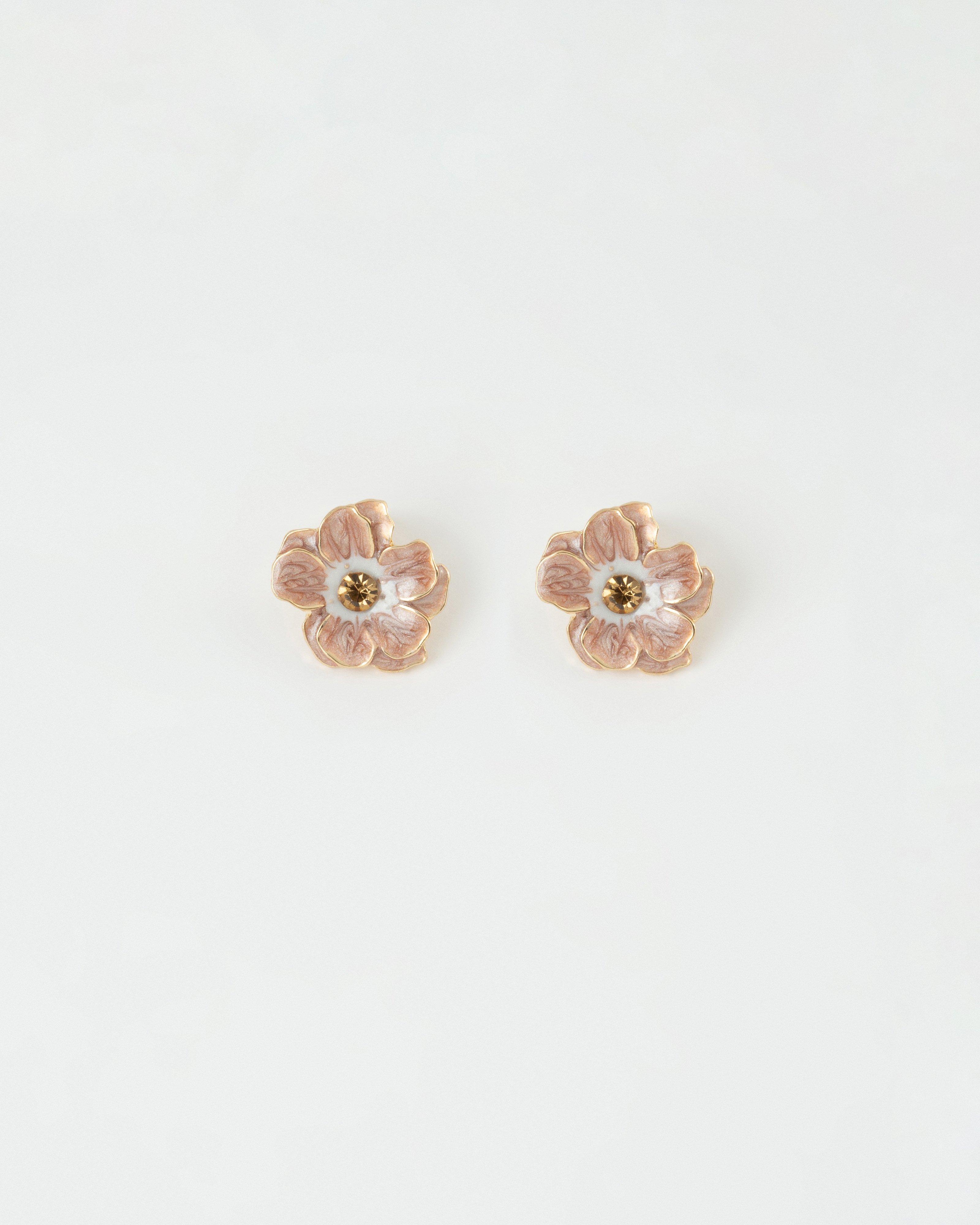 Ombre Flower Stud Earrings -  Brown
