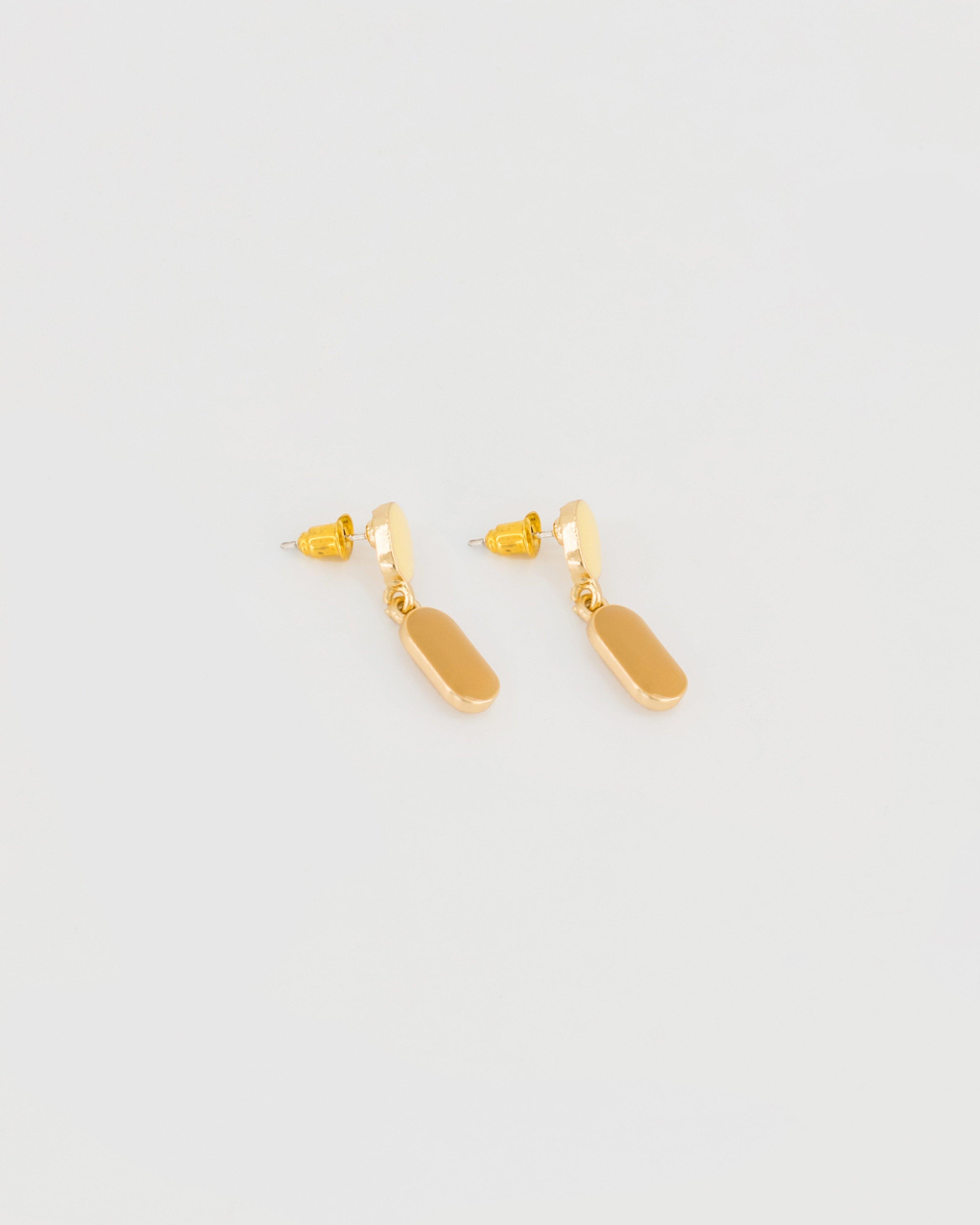 Double Oval Resin Drop Earrings -  Milk