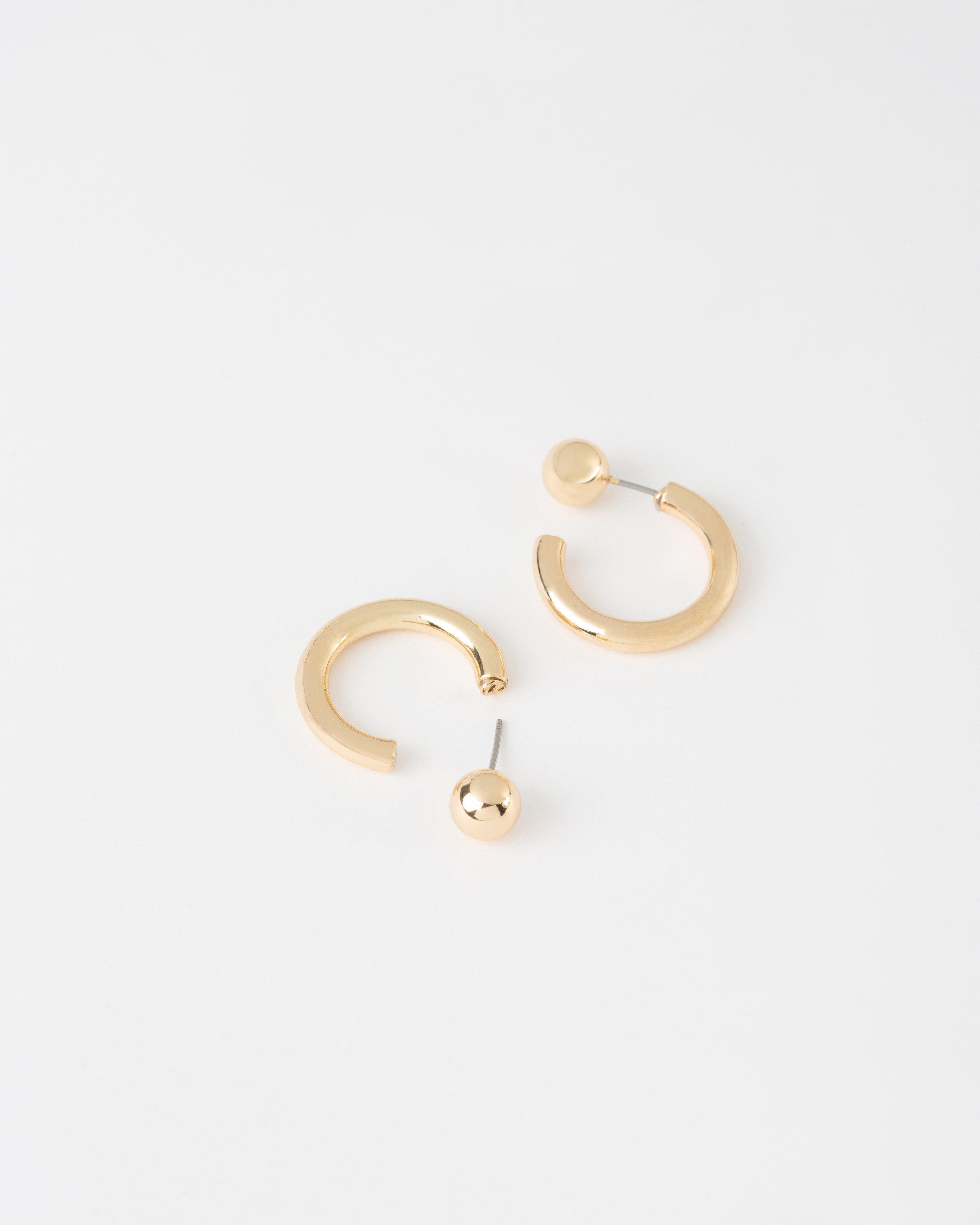 Reversible Peekaboo Hoop Earrings -  Gold