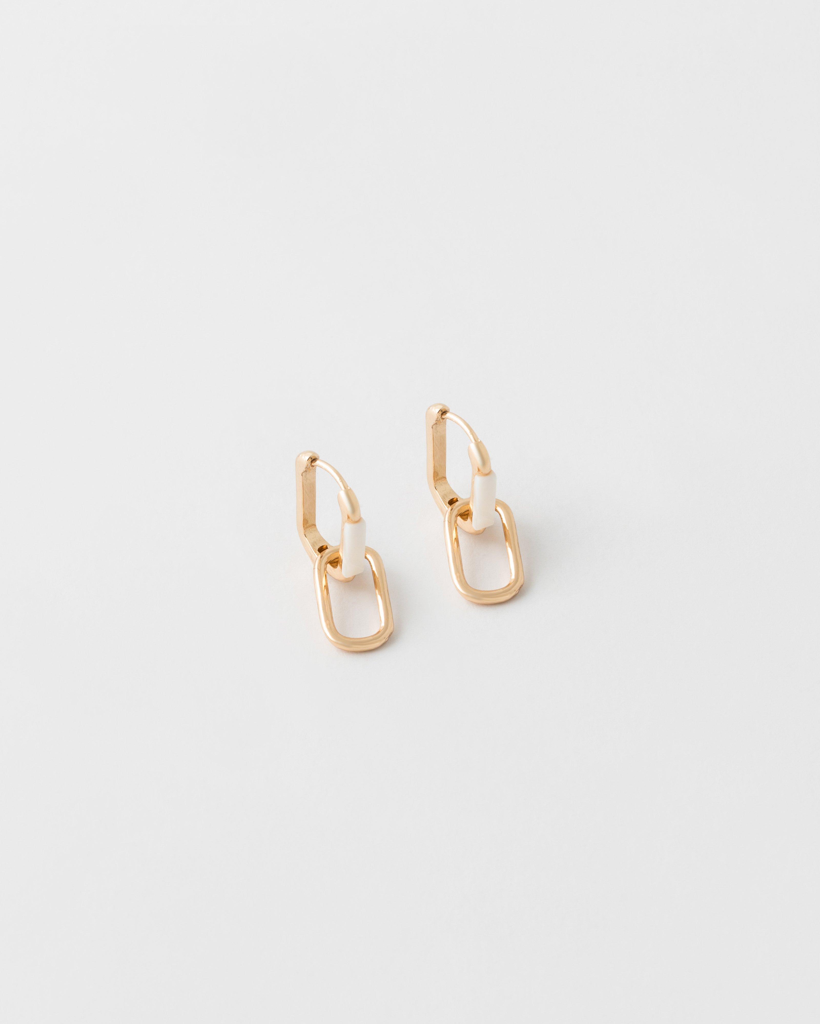 Oval Stone Link Drop Earrings -  Milk