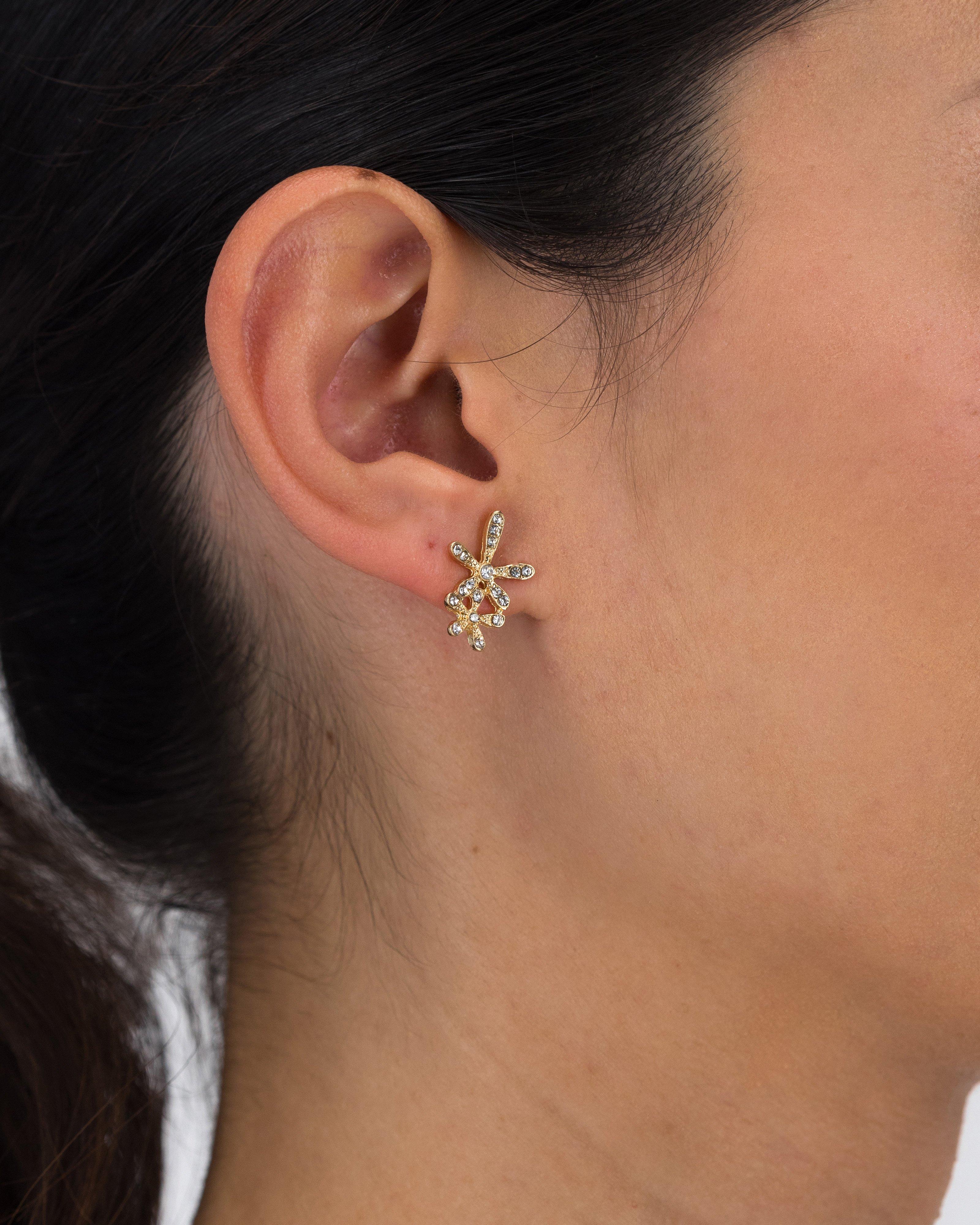 Flower Stud Earrings -  Gold