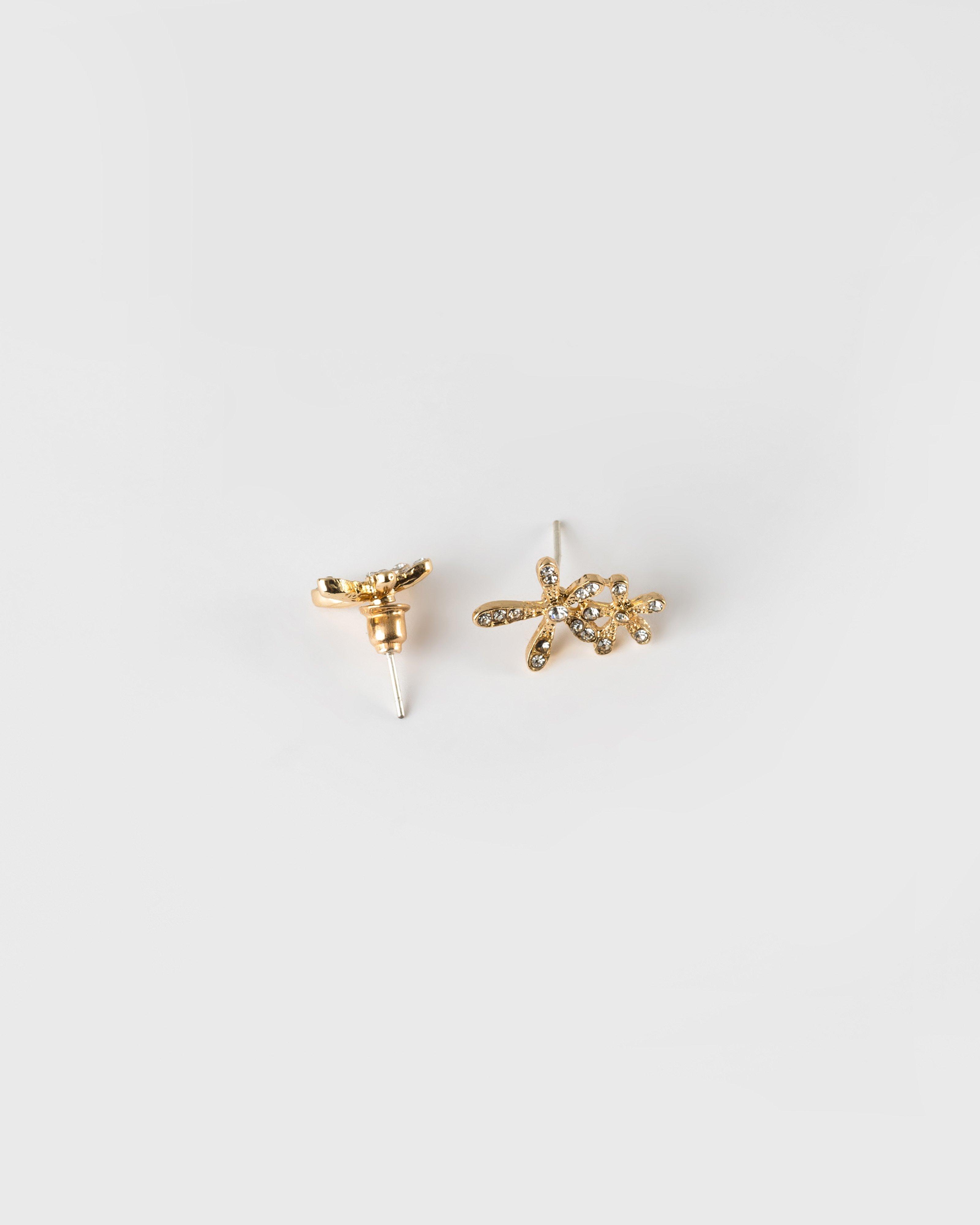 Flower Stud Earrings -  Gold