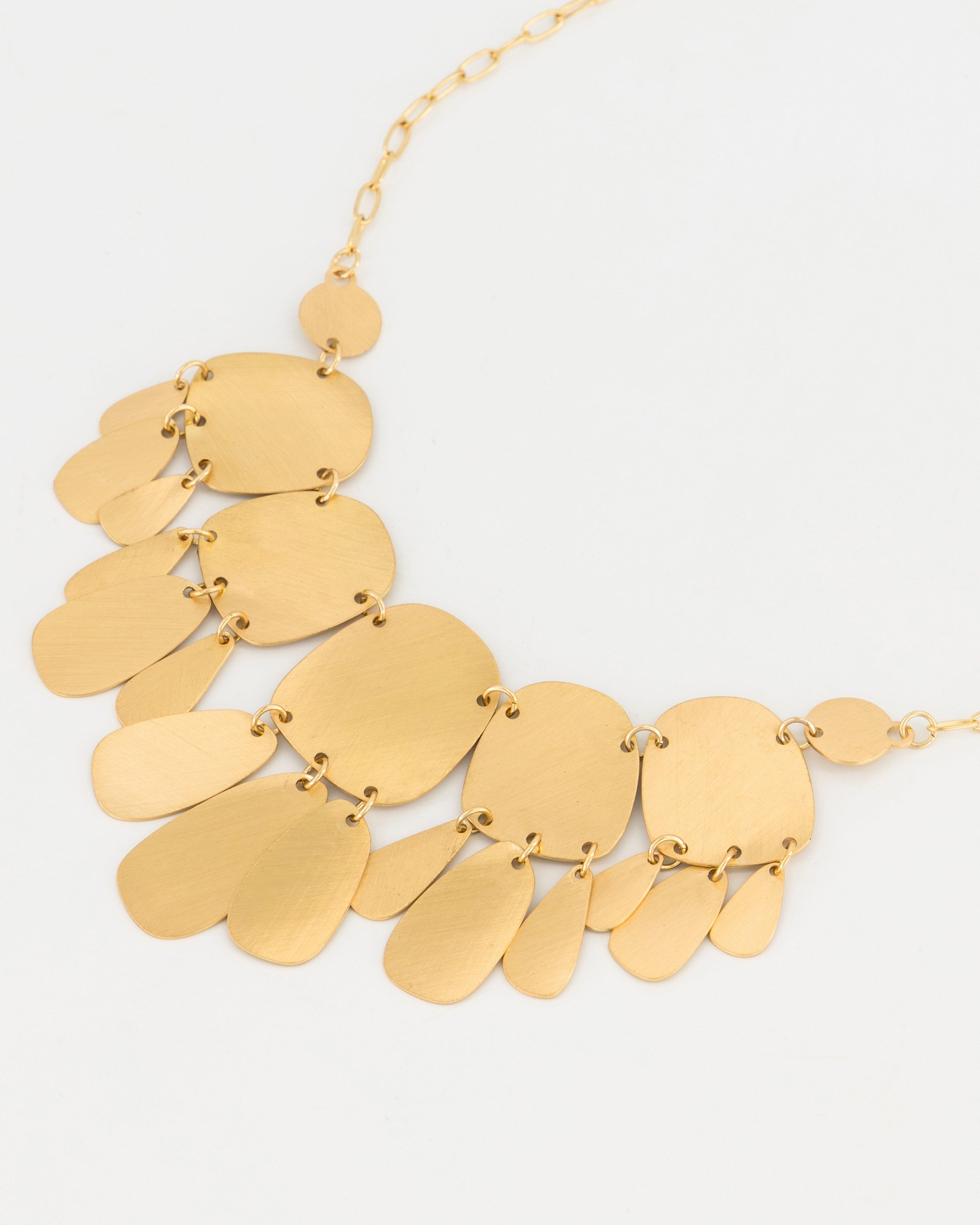 Textured Organic Statement Necklace -  Gold