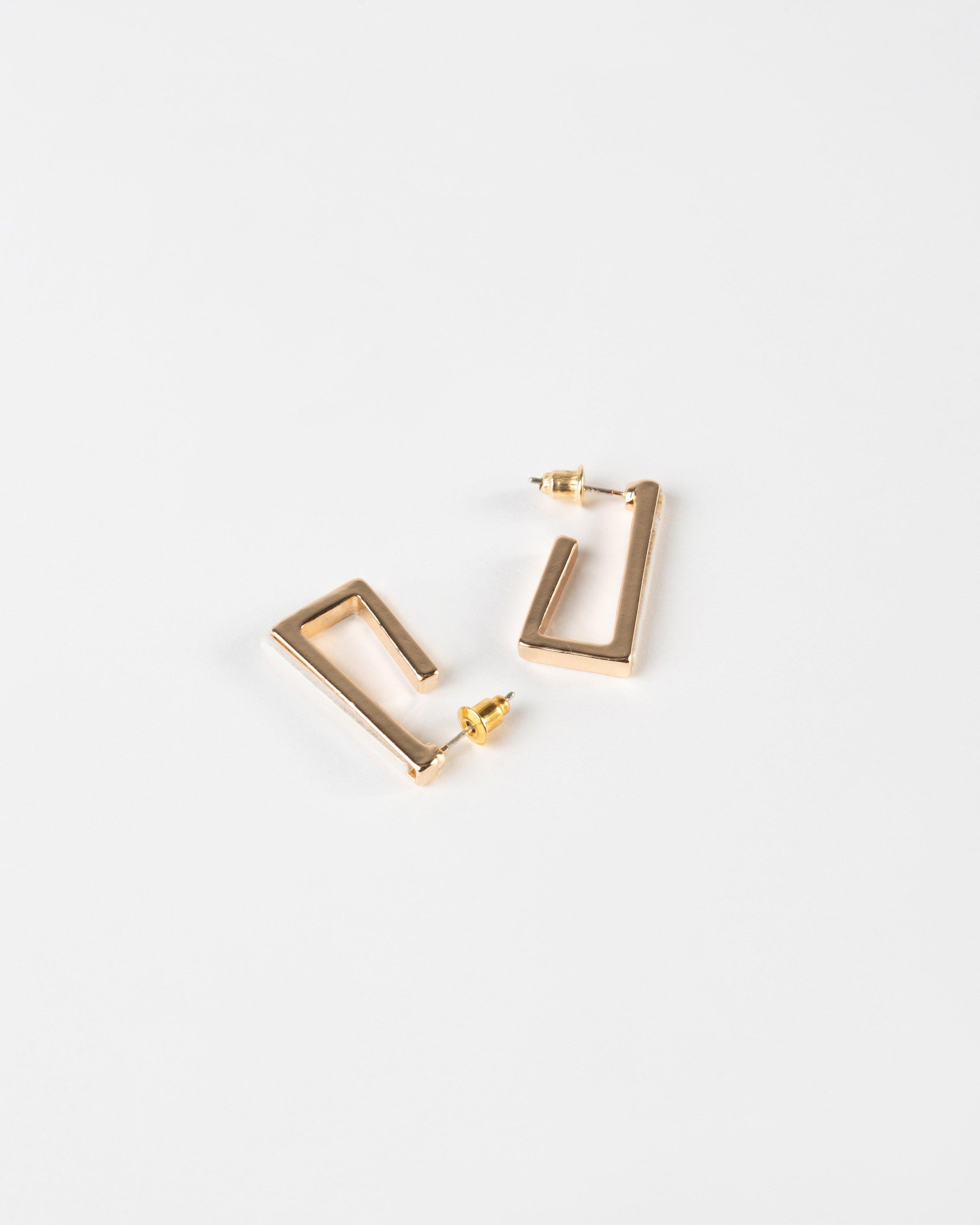 J-Shape Mother of Pearl Hoop Earrings -  Gold