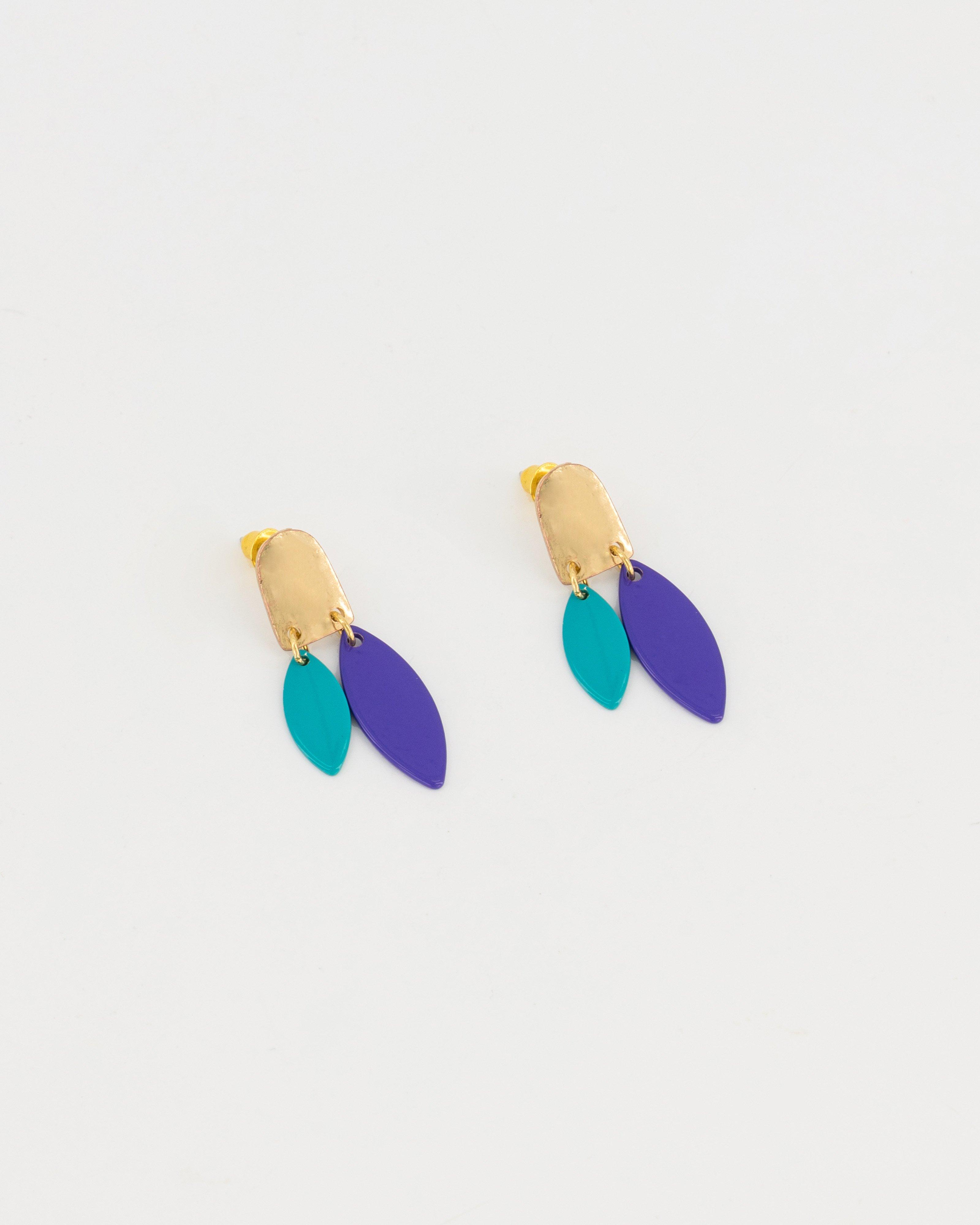 Multicolour Double Oval Resin Earrings -  Assorted