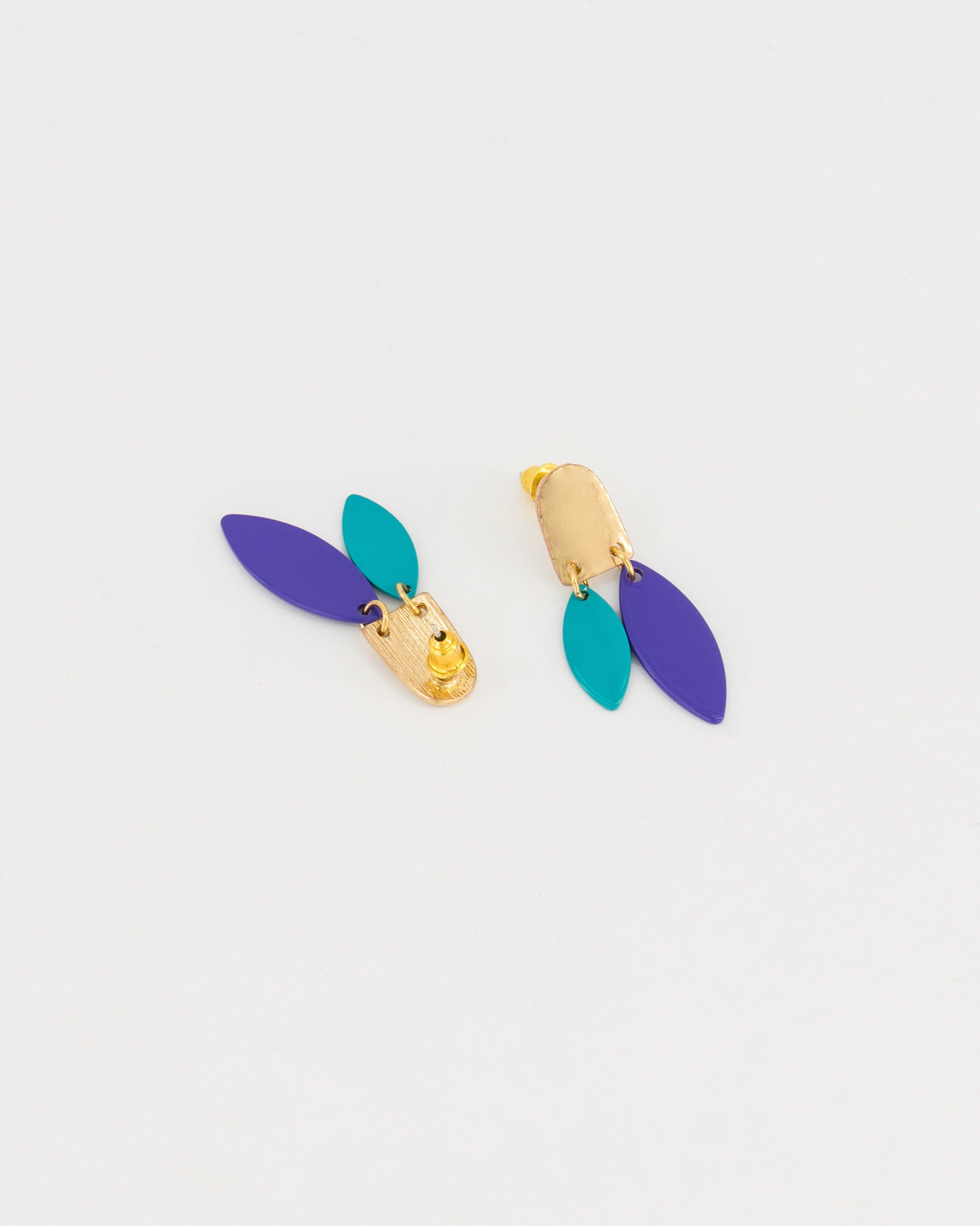 Multicolour Double Oval Resin Earrings -  Assorted