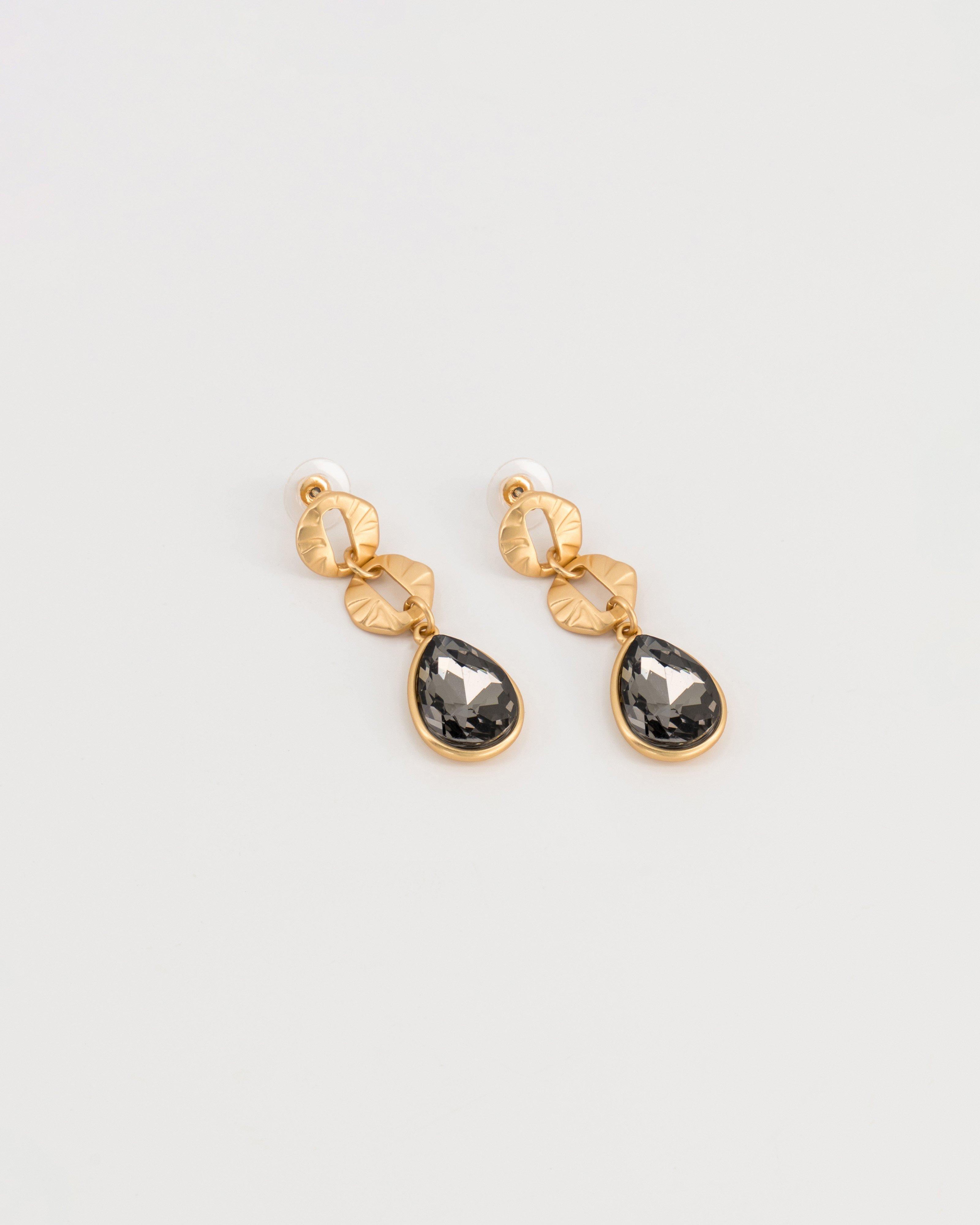 Double Circle Glass Teardrop Earrings -  Camo