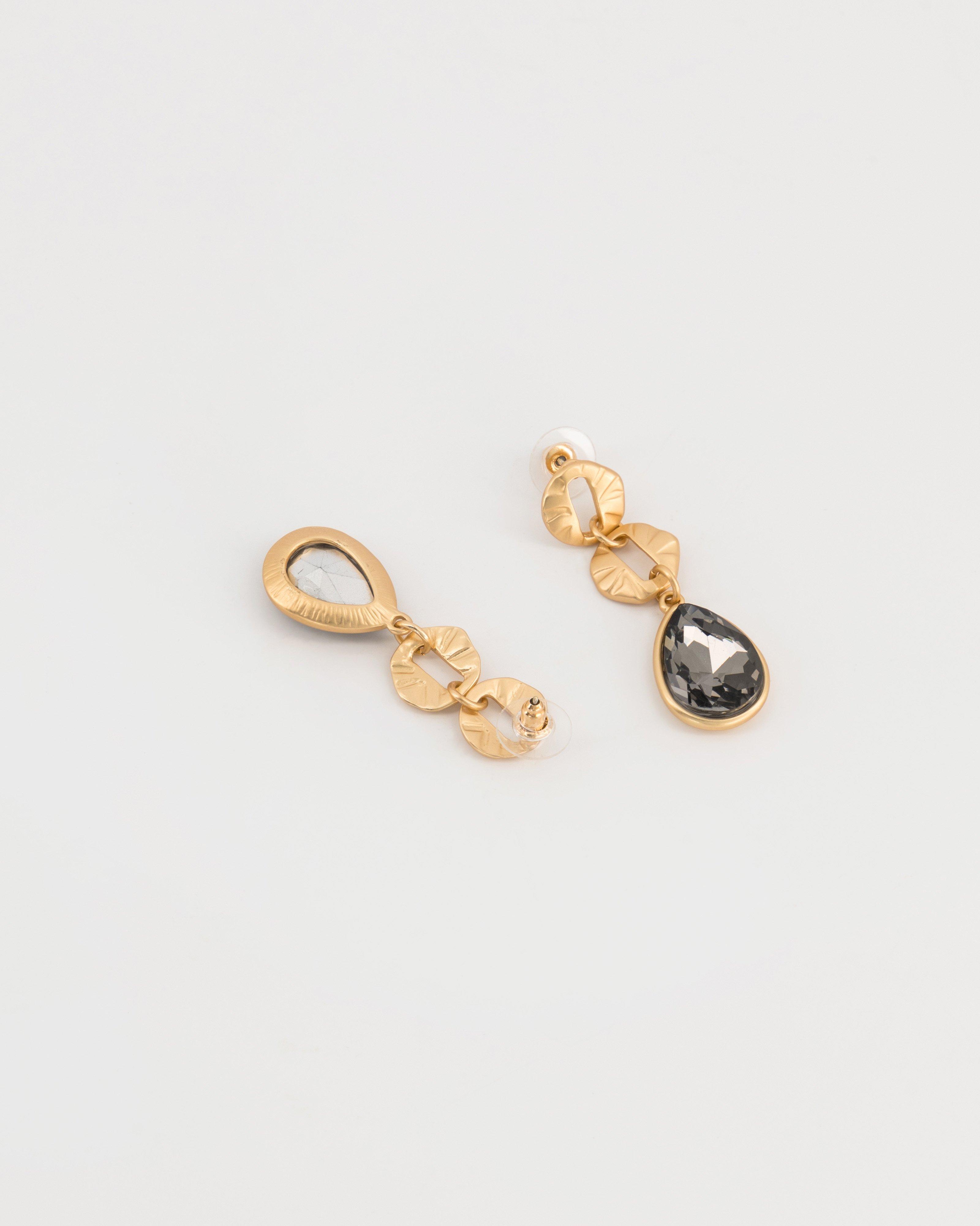 Double Circle Glass Teardrop Earrings -  Camo