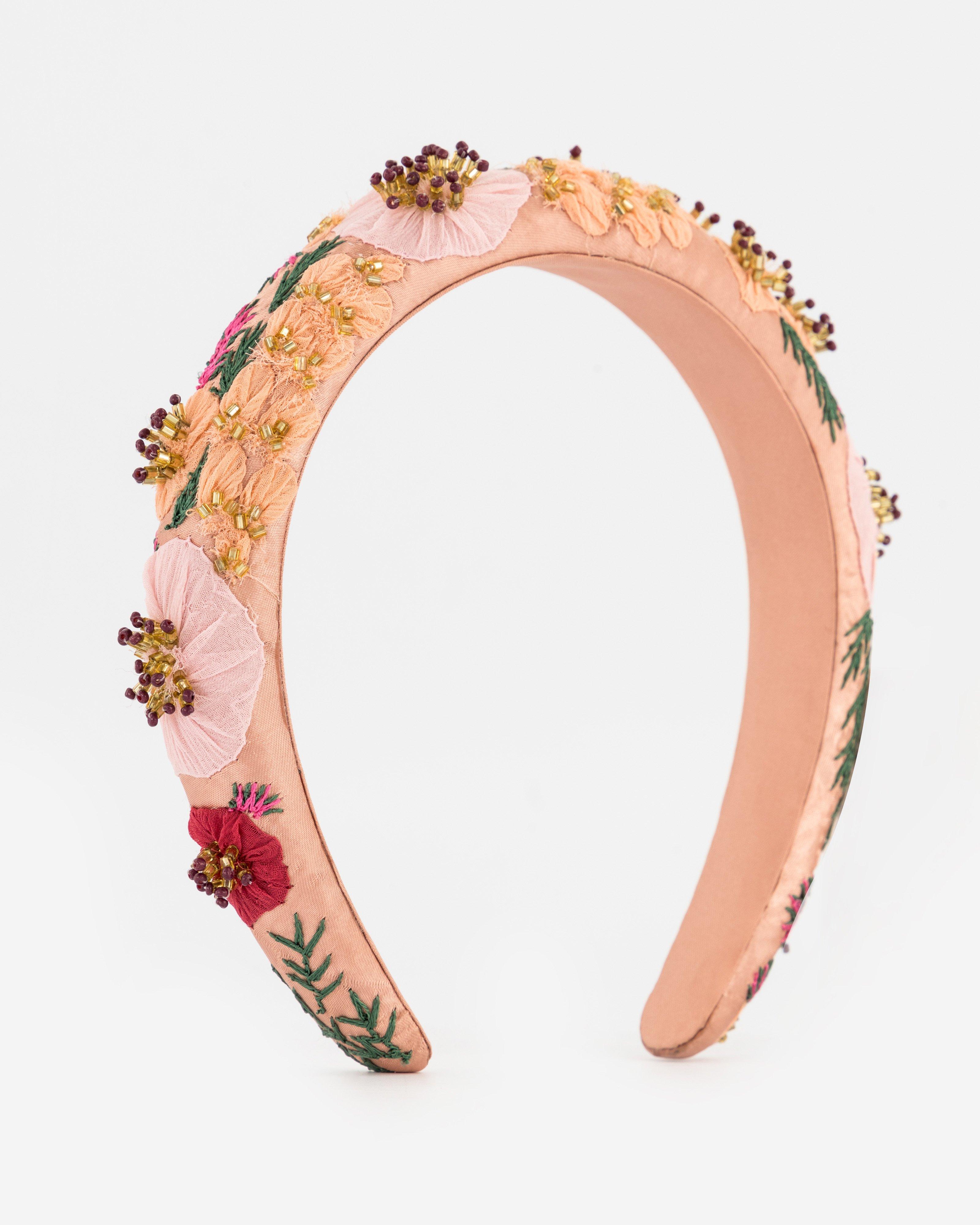 Mandy Beaded Floral Aliceband -  Pink