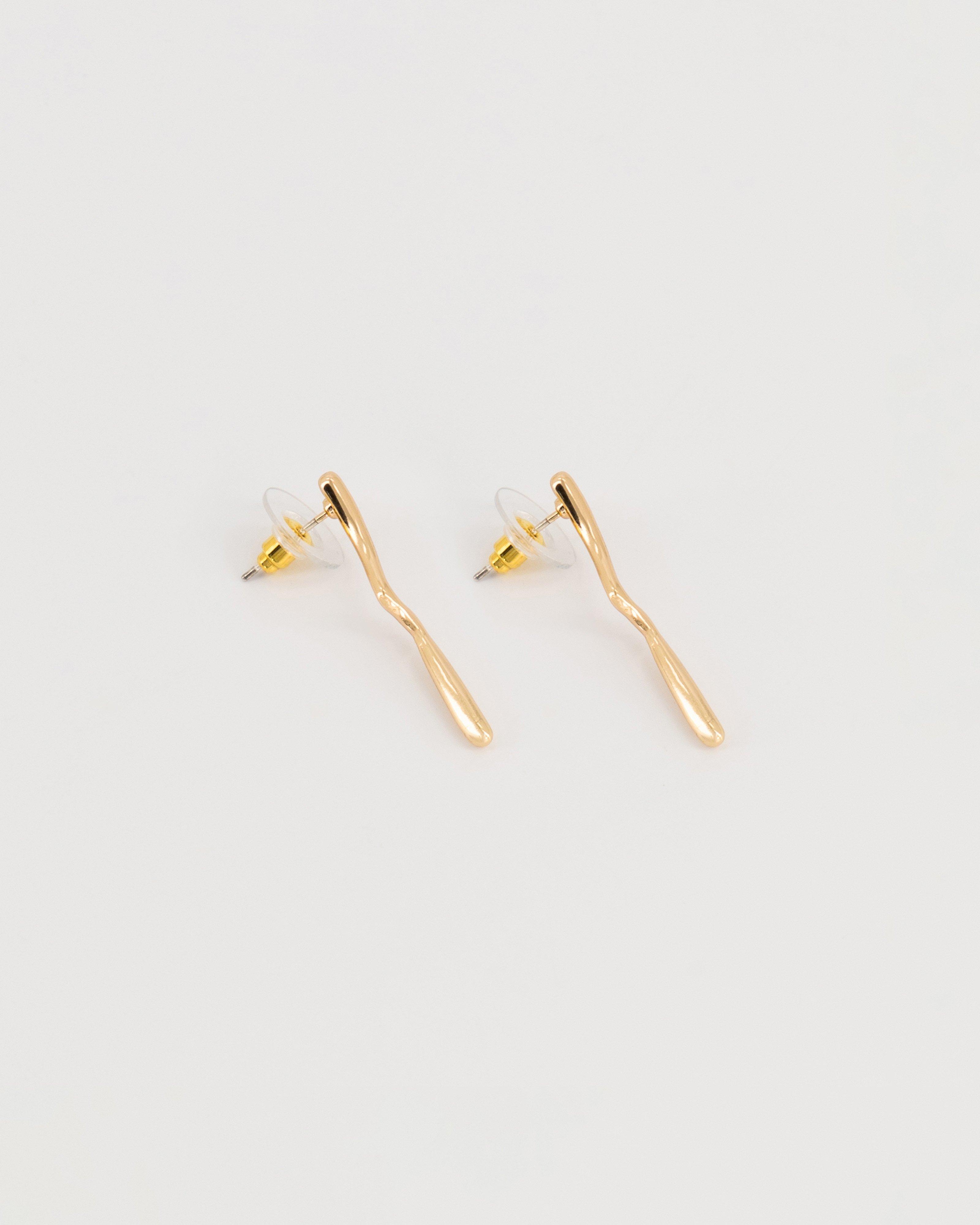 Linear Mismatch Drop Earrings -  Gold