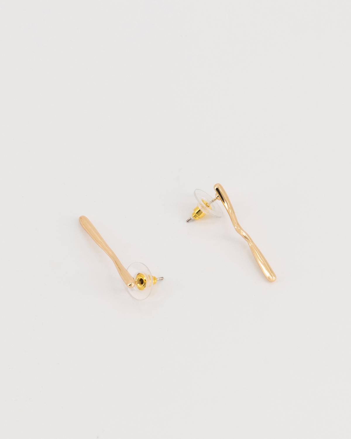 Linear Mismatch Drop Earrings -  Gold