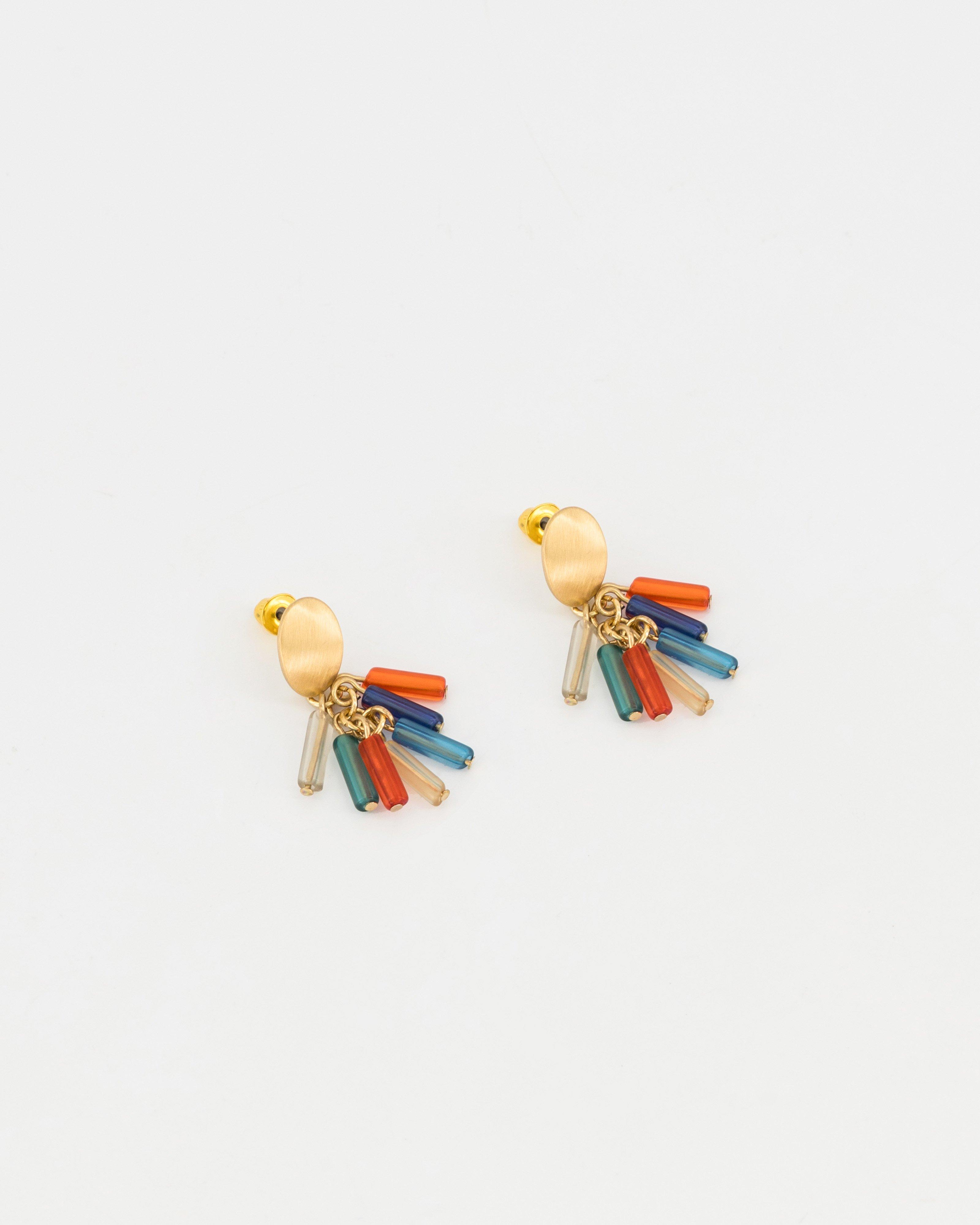 Linear Beaded Drop Earrings -  Assorted