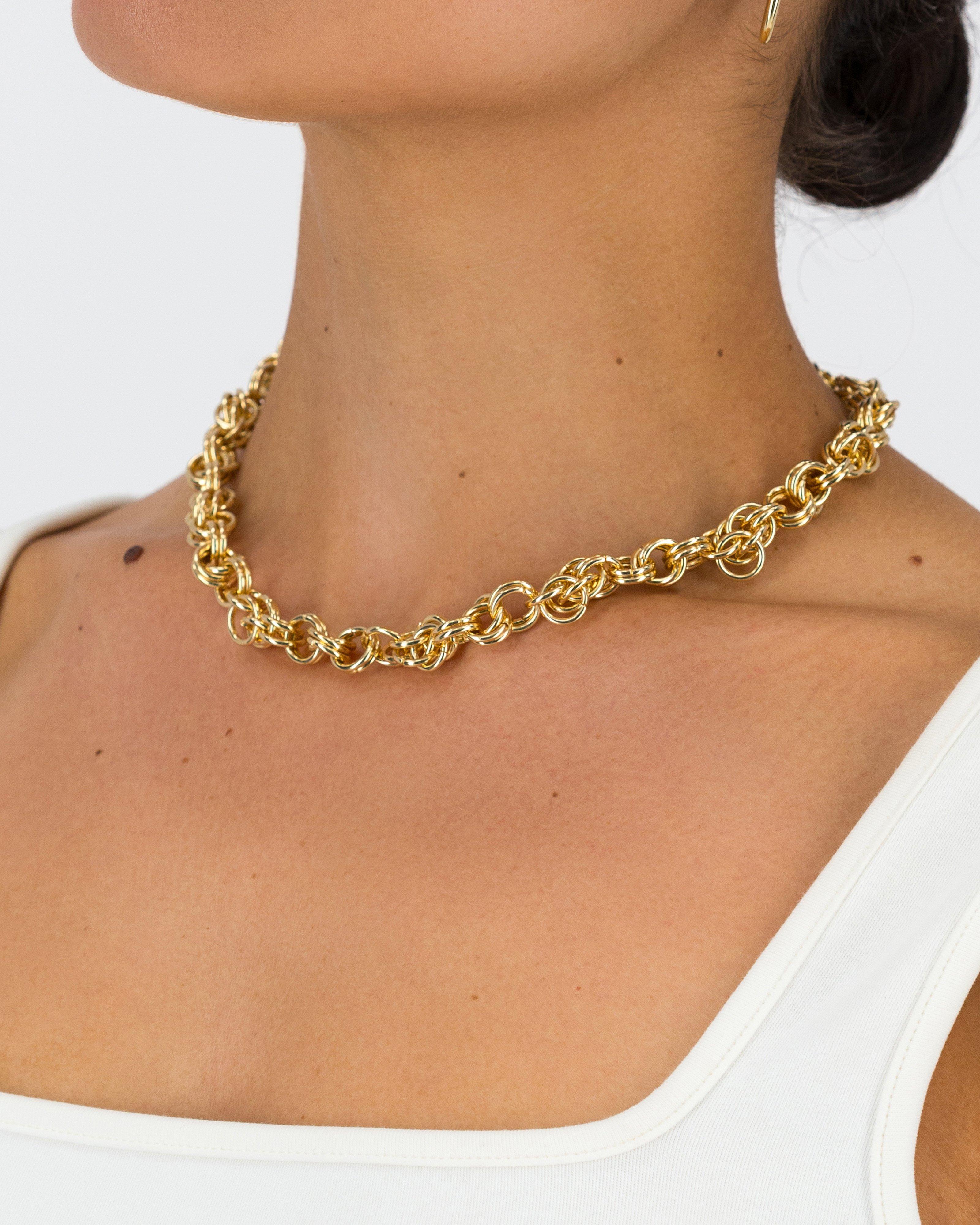 Chunky Double Link Necklace -  Gold