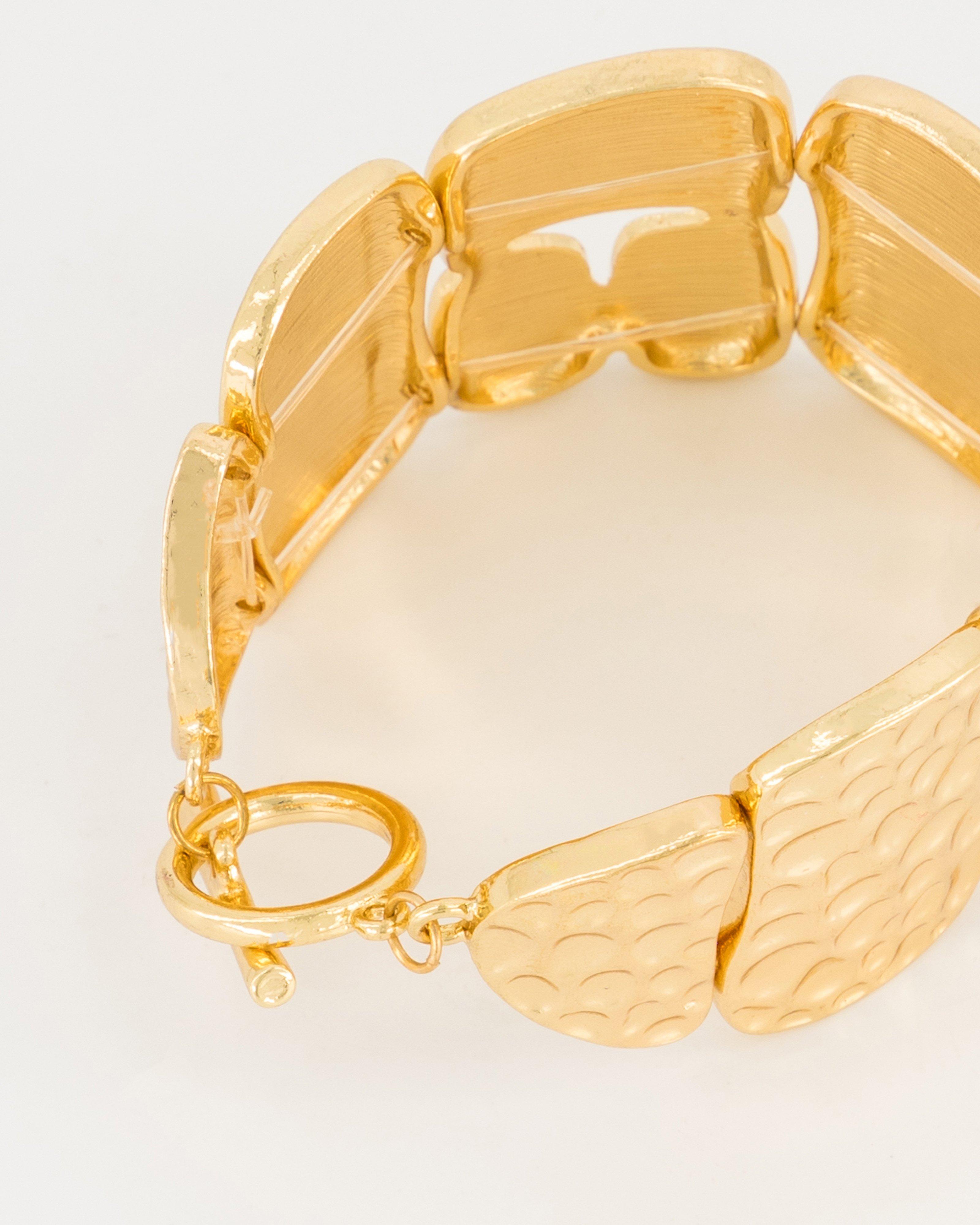 Beaten Chunky Statement Bracelet -  Gold