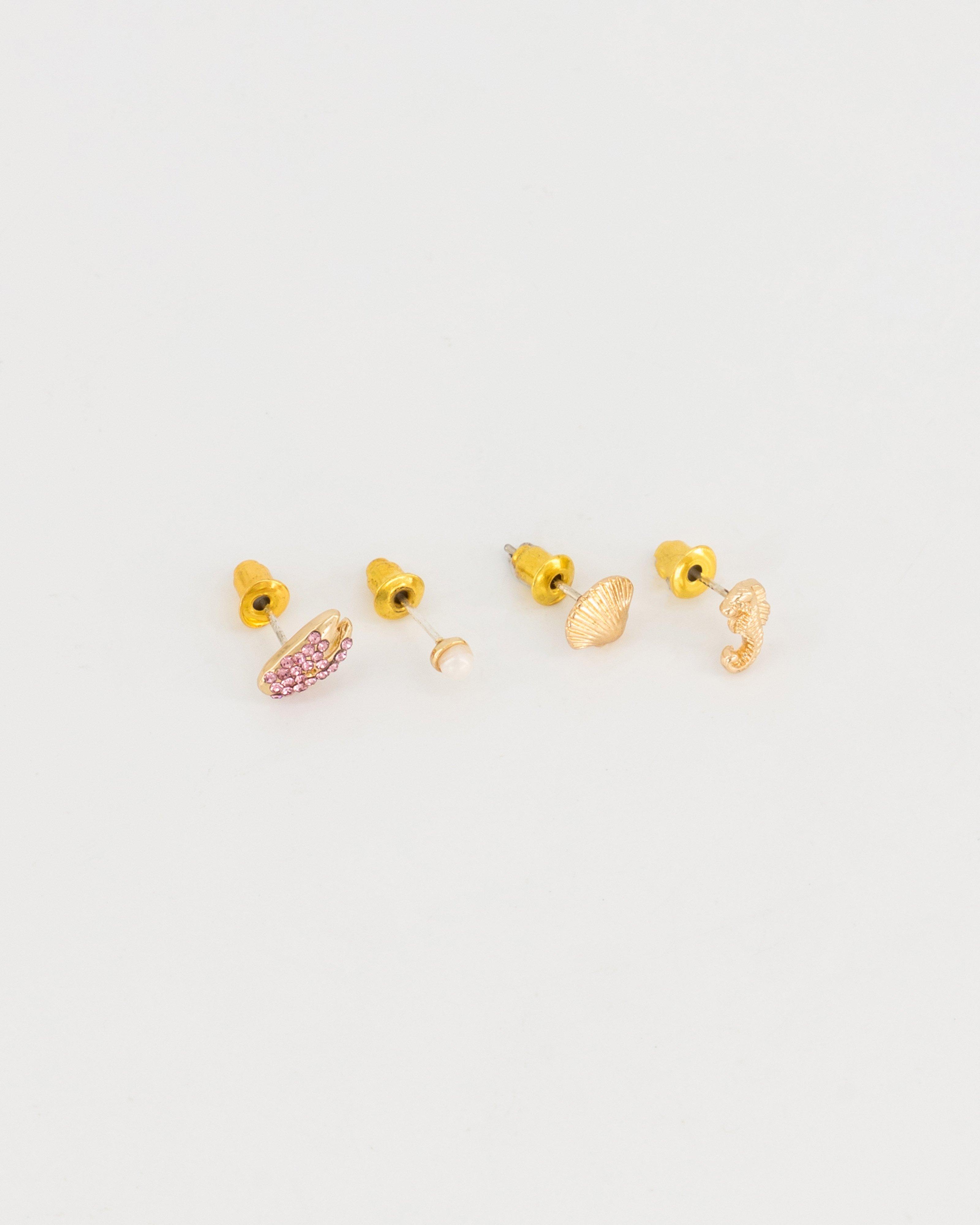 Sea Stud Earring Pack -  Gold