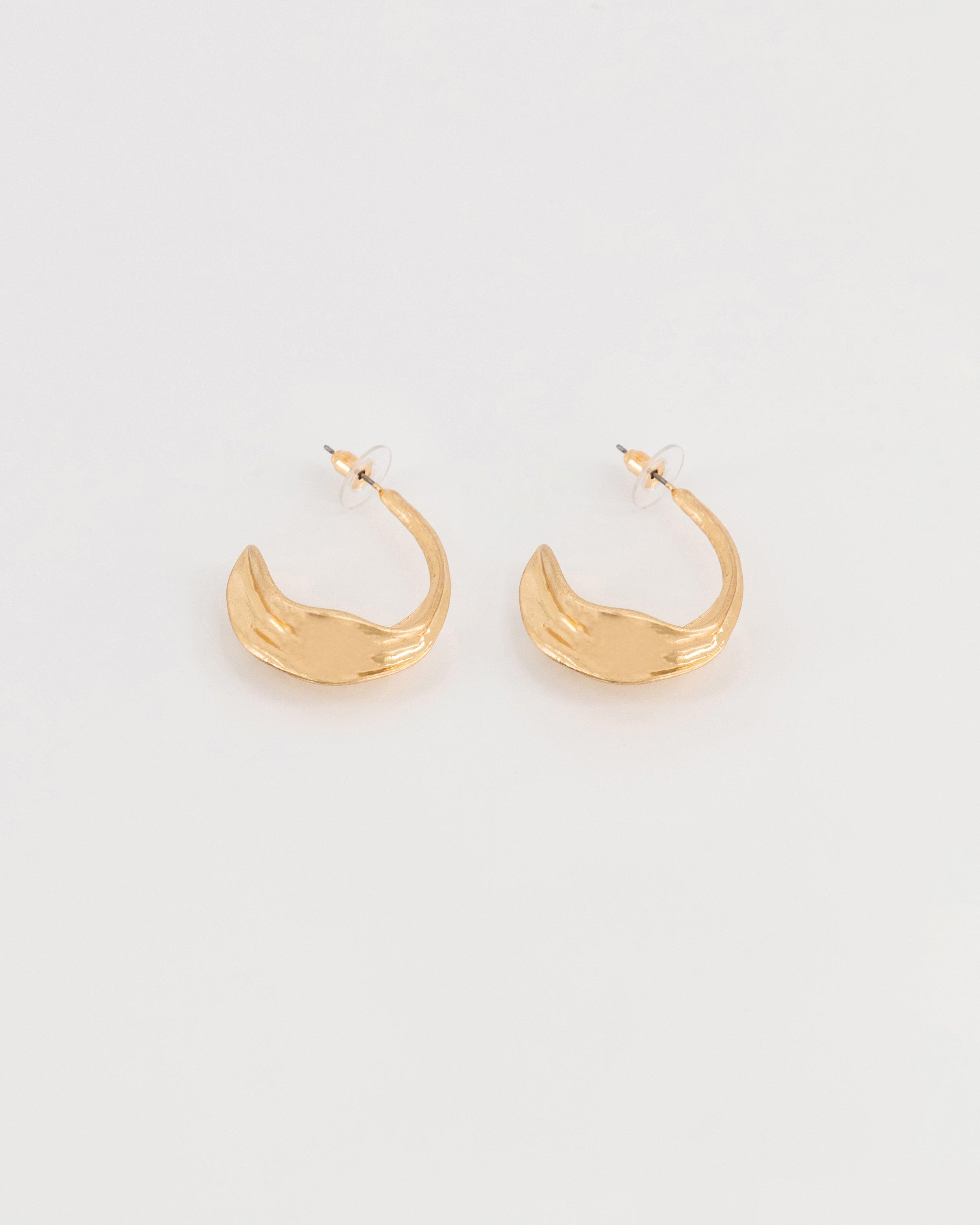 Vintage Curvature Hoop Earrings -  Gold