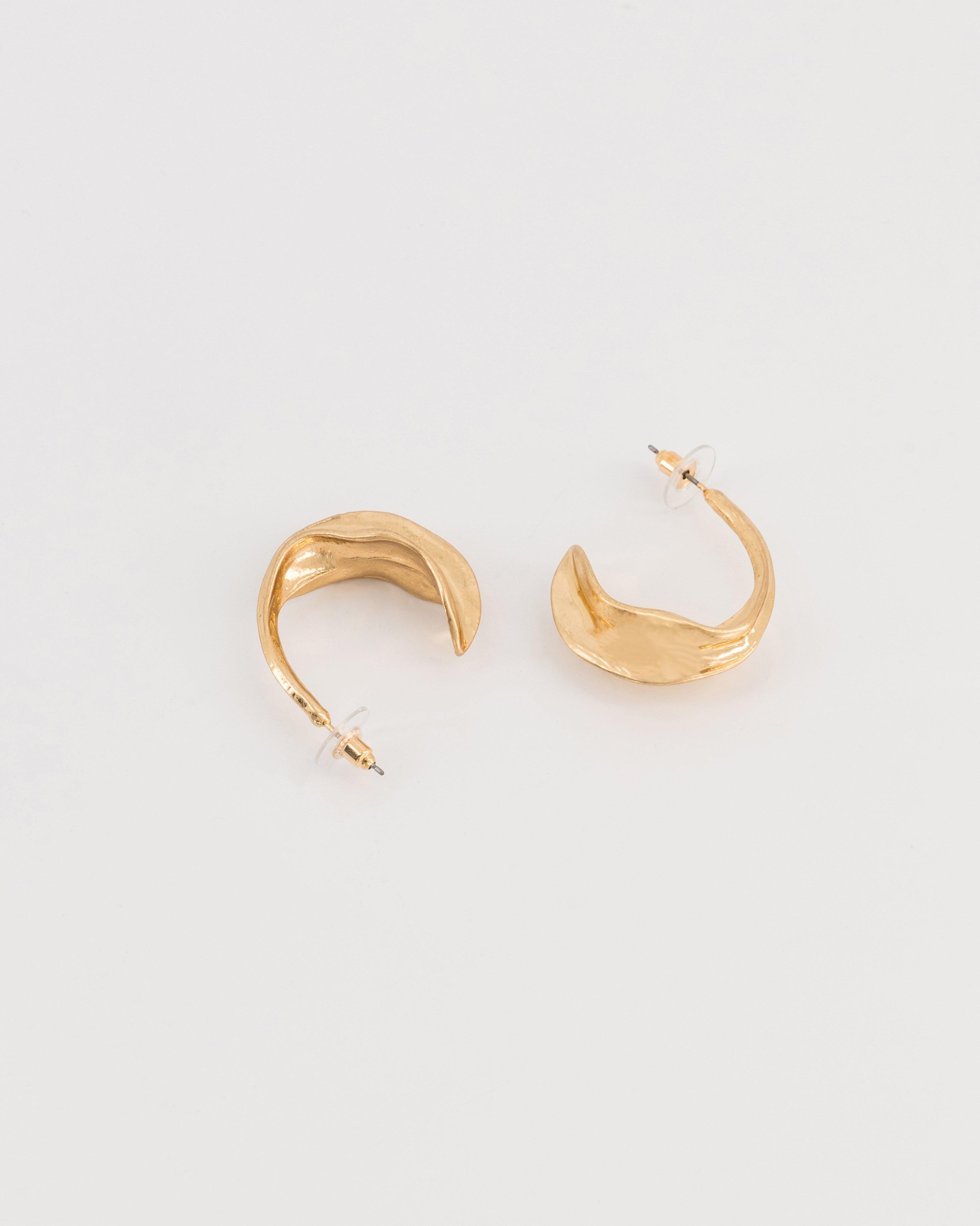 Vintage Curvature Hoop Earrings -  Gold