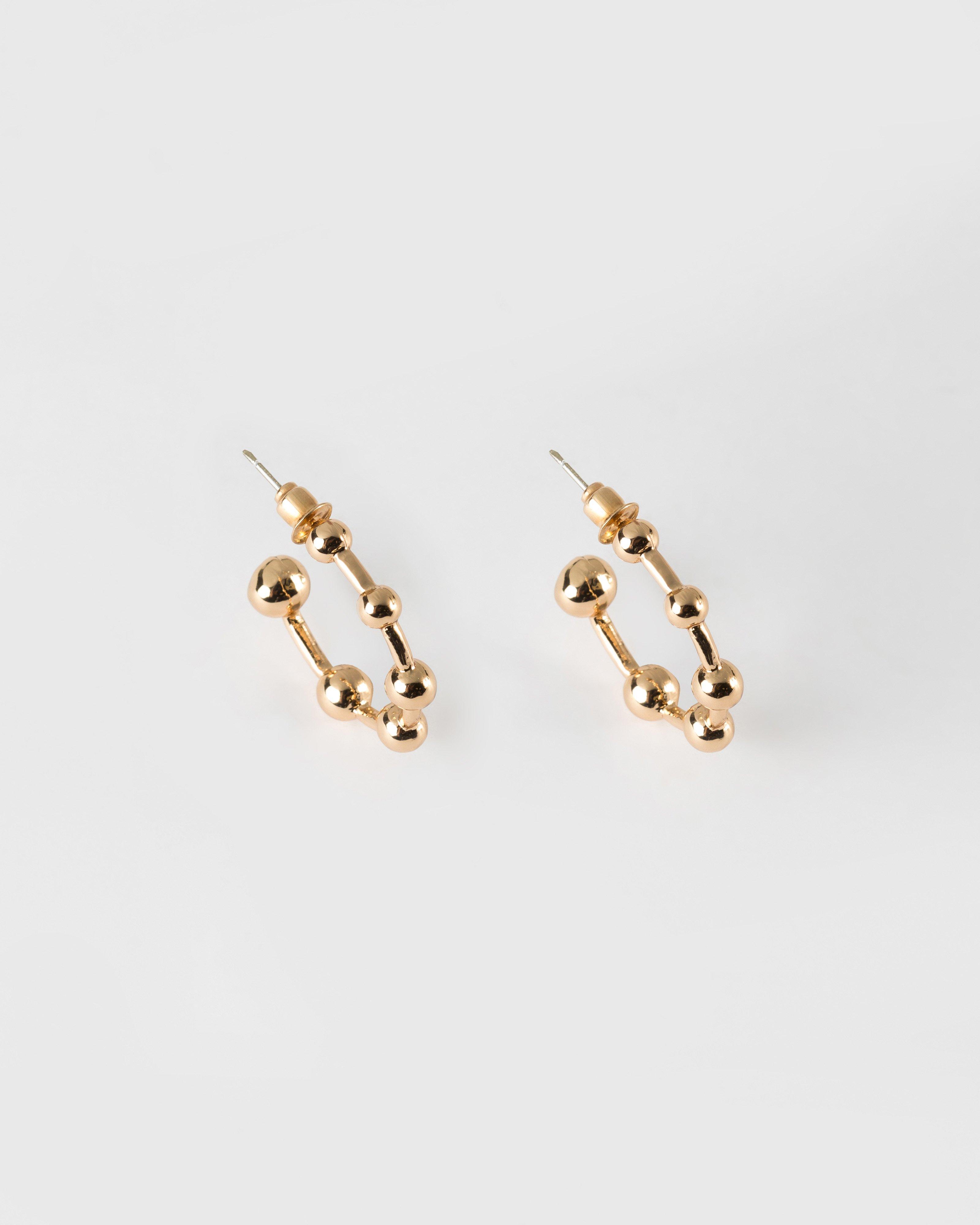 Round Scattered Ball Hoop Earrings -  Gold