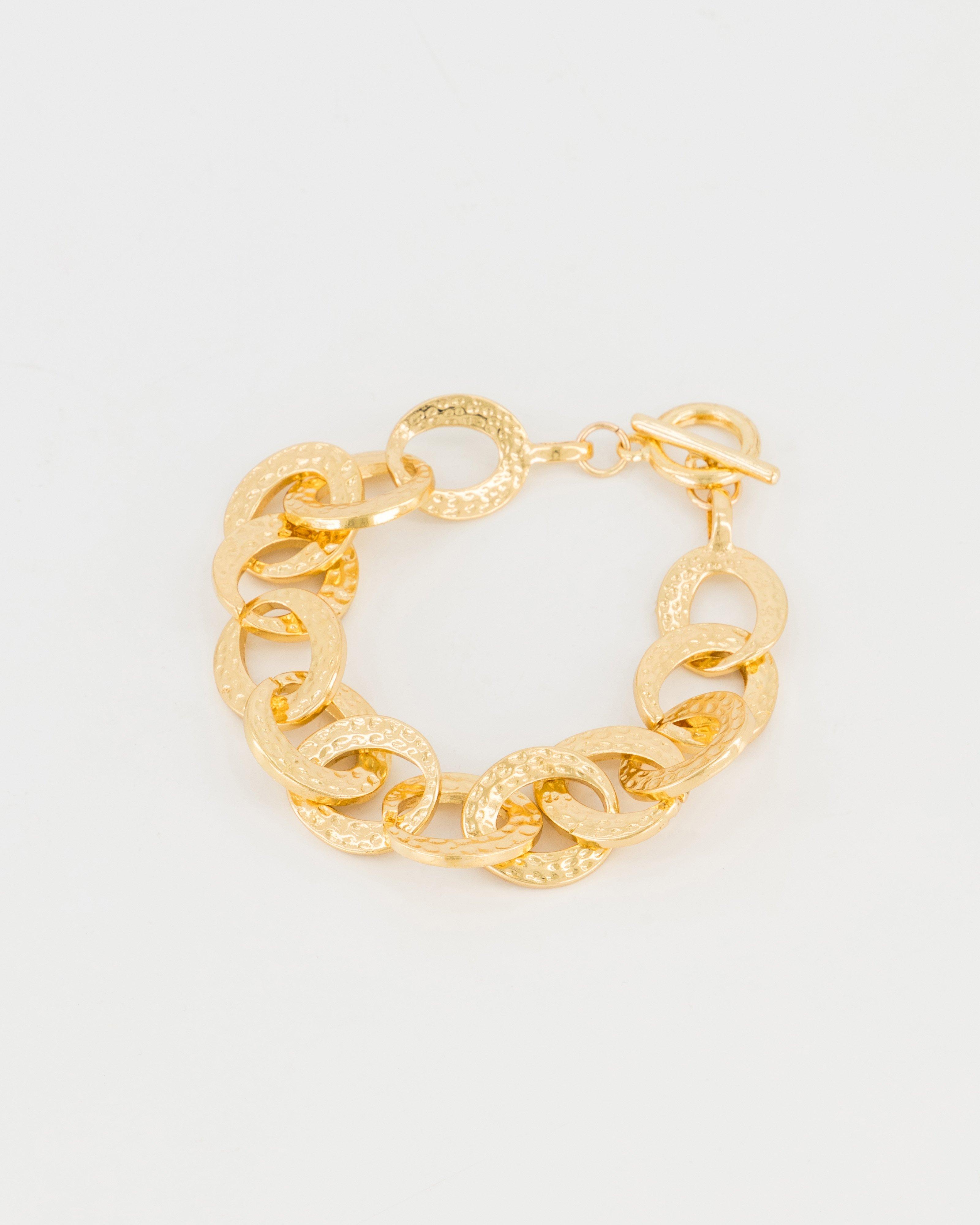 Organic Textured Links Bracelet -  Gold