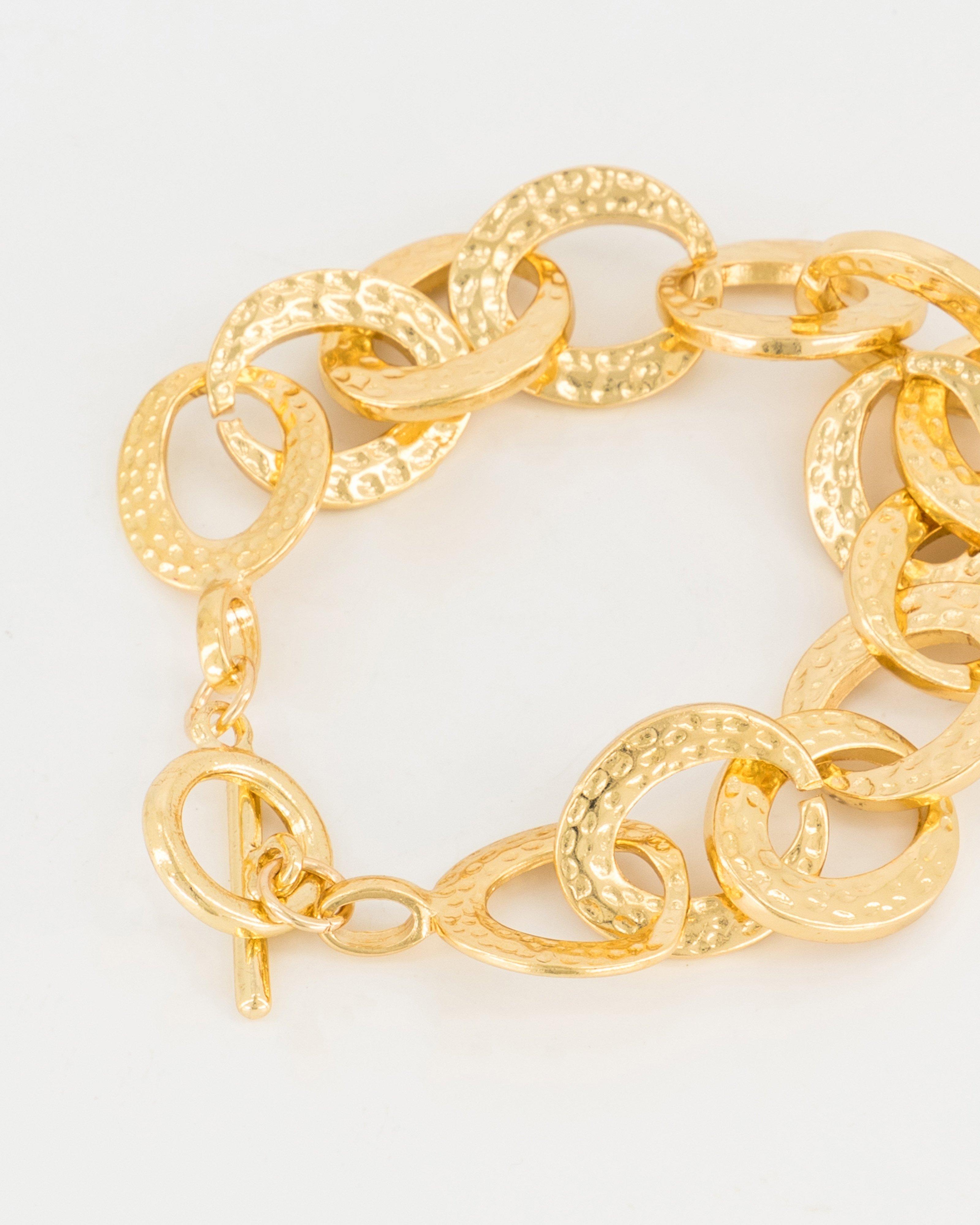 Organic Textured Links Bracelet -  Gold