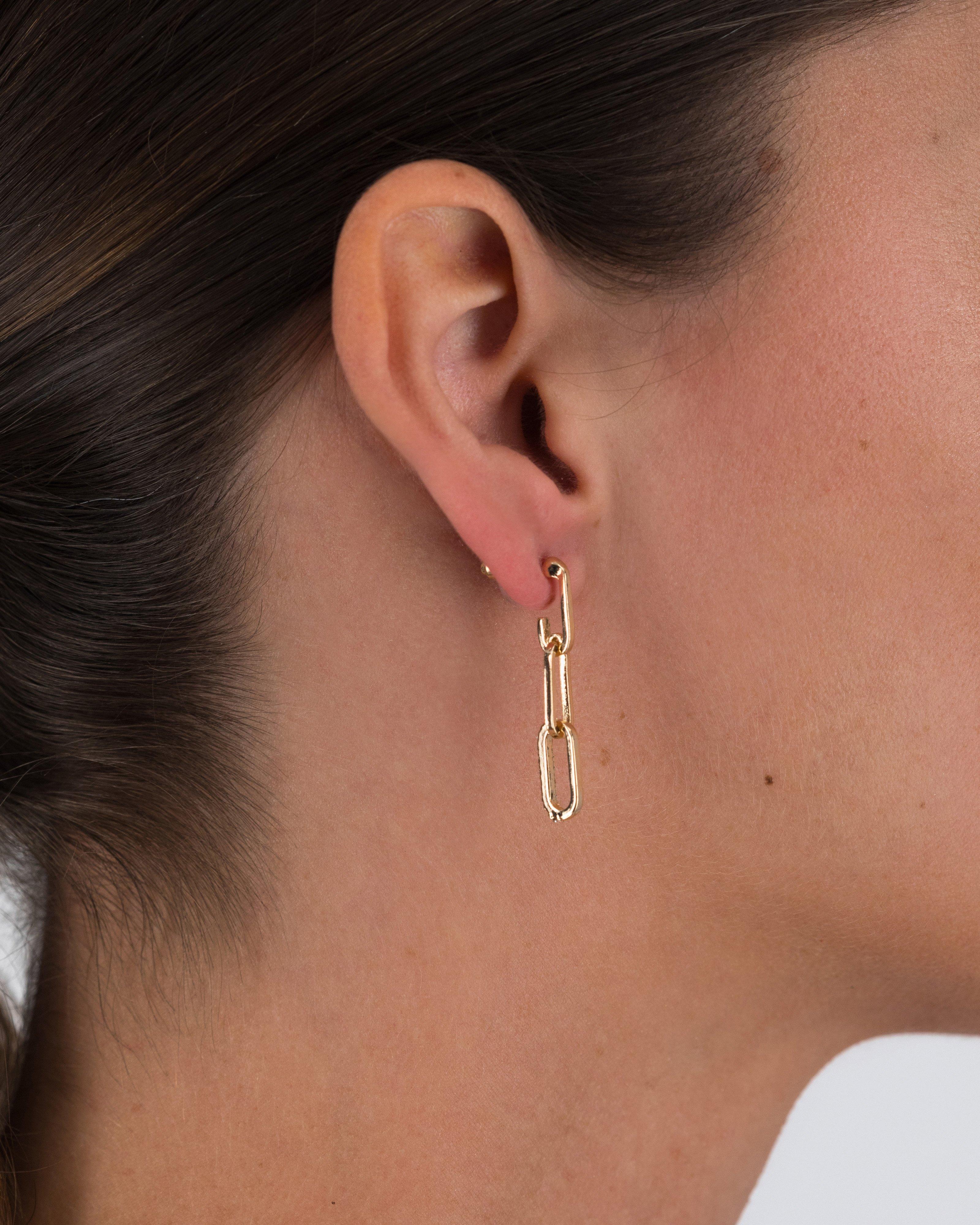 Double Link Drop Earrings -  Gold