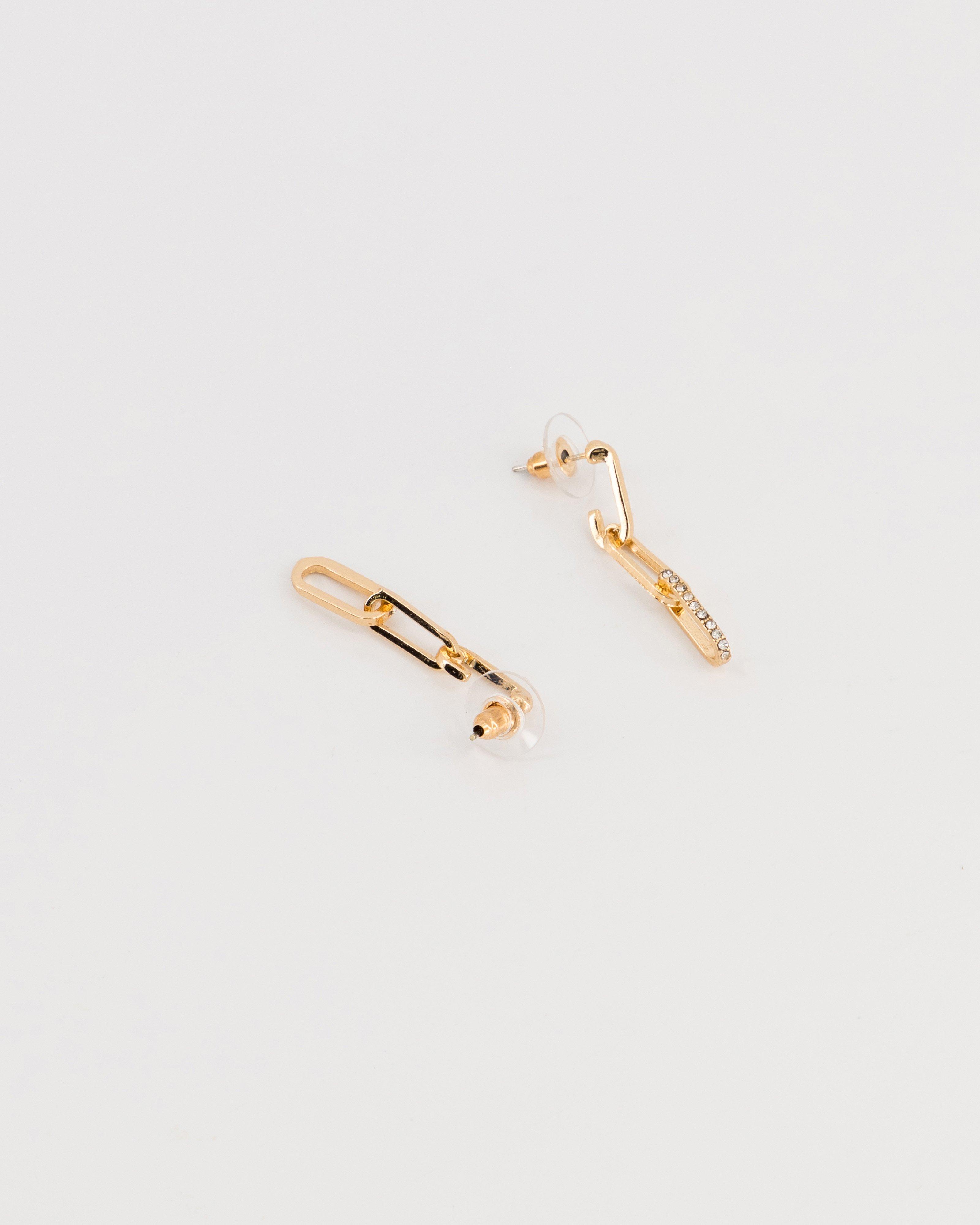 Double Link Drop Earrings -  Gold