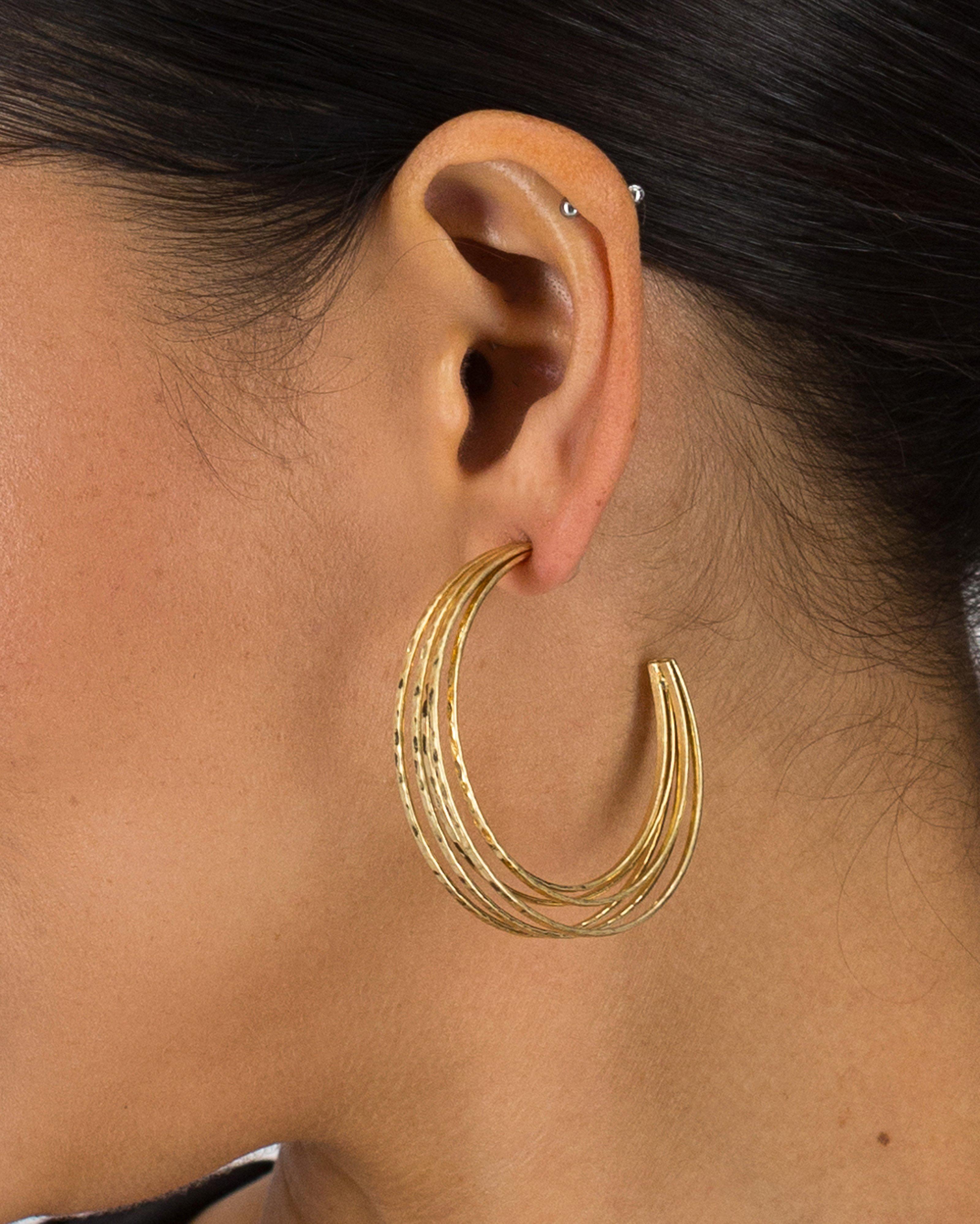 Multi-Strand Hoop Earrings -  Gold